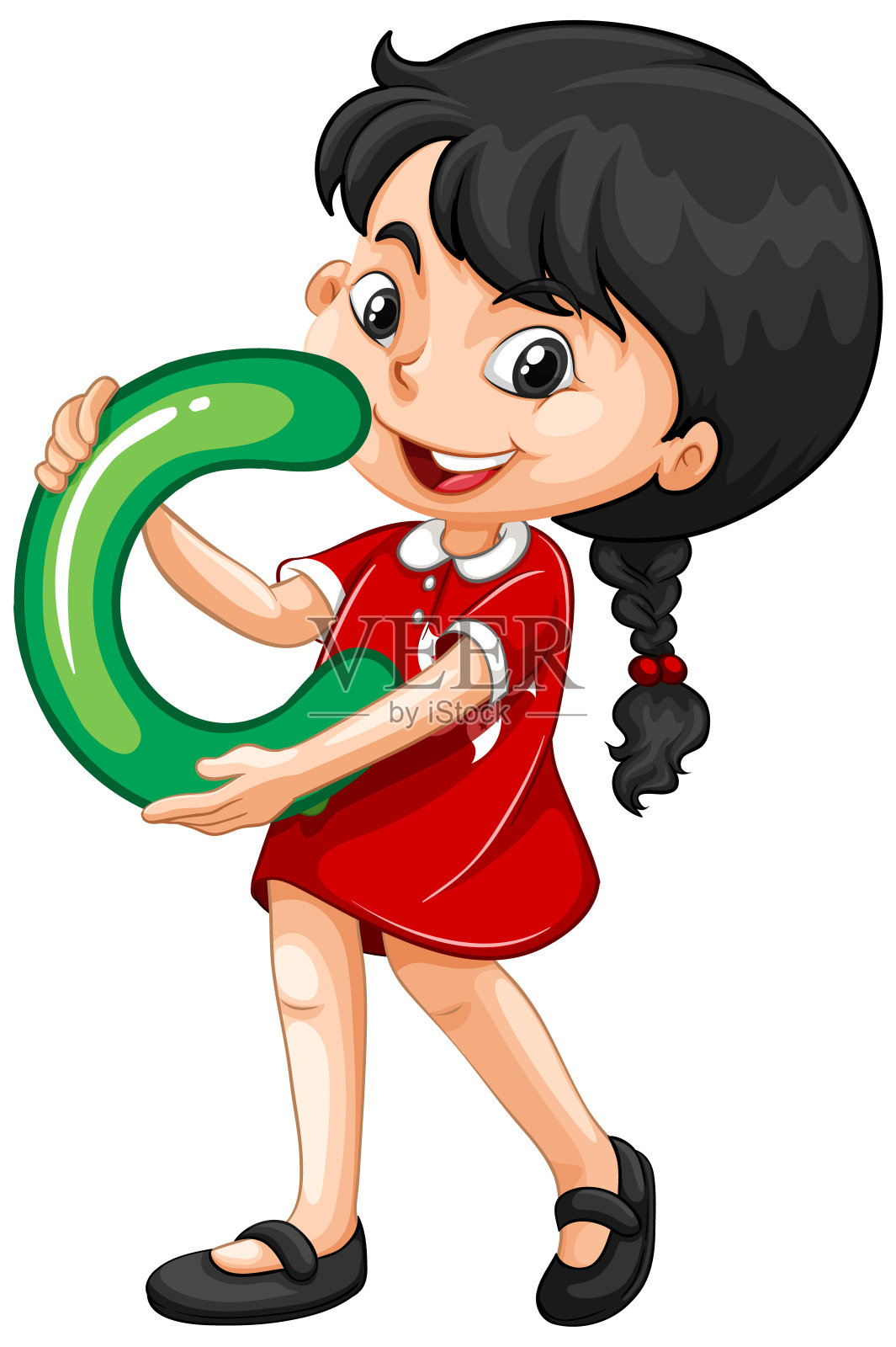 可爱的小女孩拿着英文字母设计元素图片