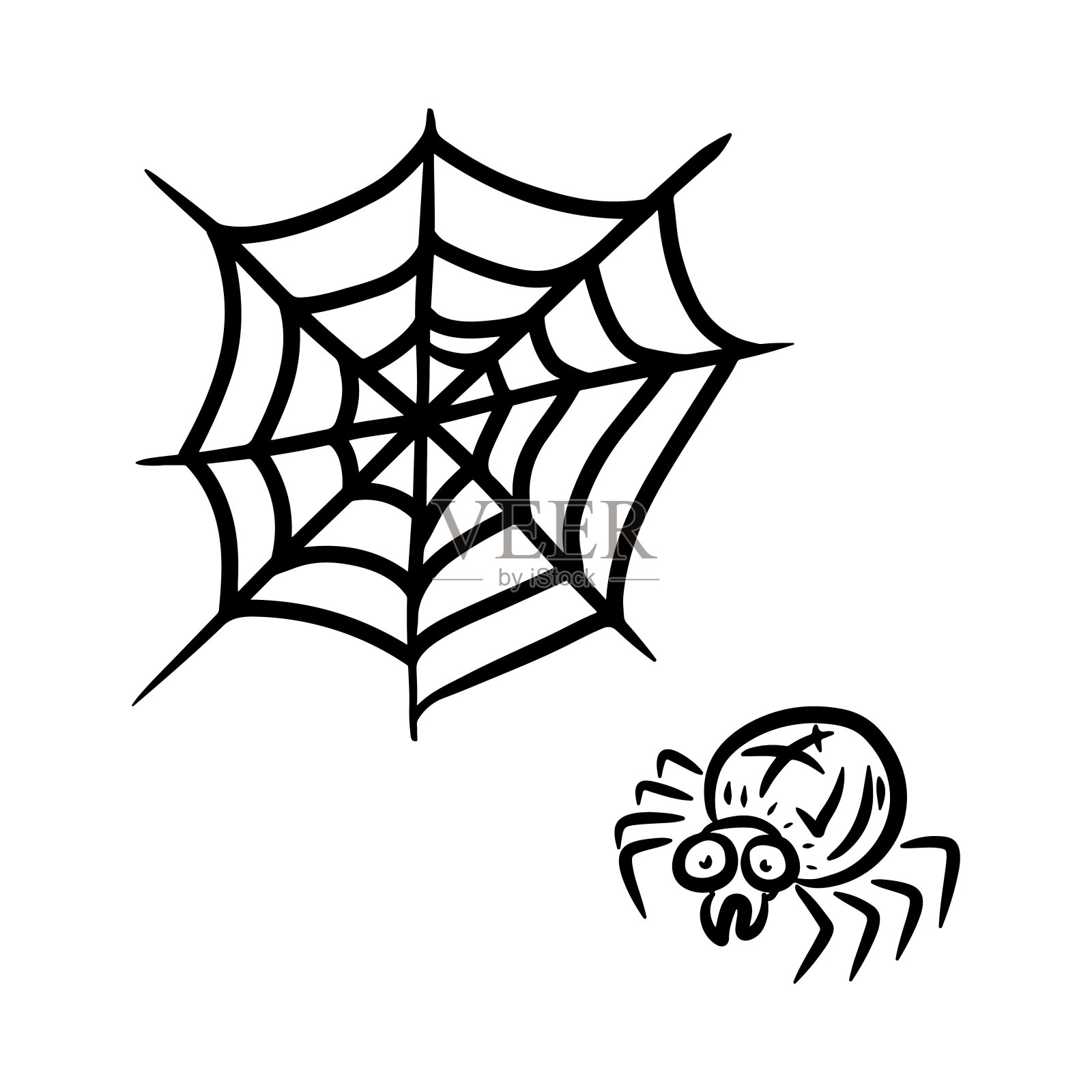蜘蛛和蜘蛛网。插画图片素材
