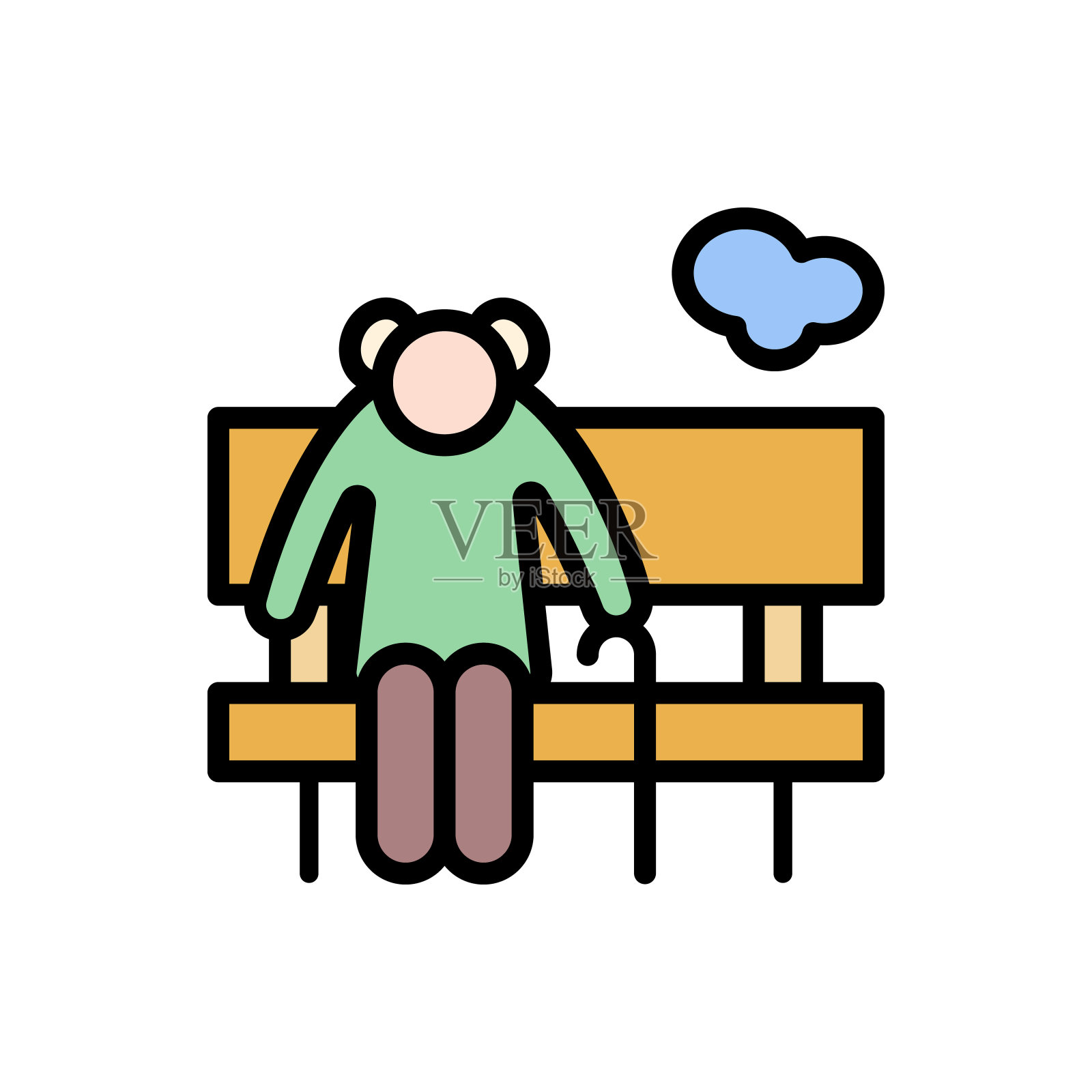 银行老图标。简单的颜色与轮廓向量元素养老院图标的ui和ux，网站或移动应用程序插画图片素材