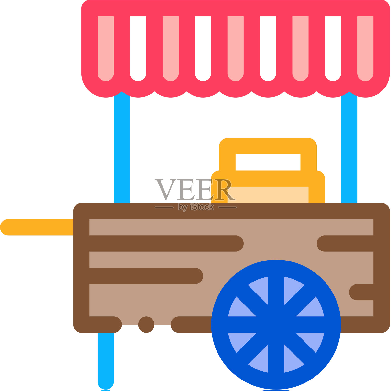 移动小吃摊图标轮廓设计元素图片