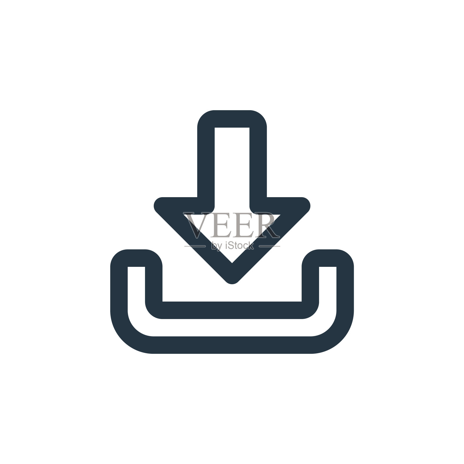 下载矢量图标隔离在白色背景。大纲，细线下载图标的网站设计和移动，应用程序开发。细线下载大纲图标矢量插图。图标素材