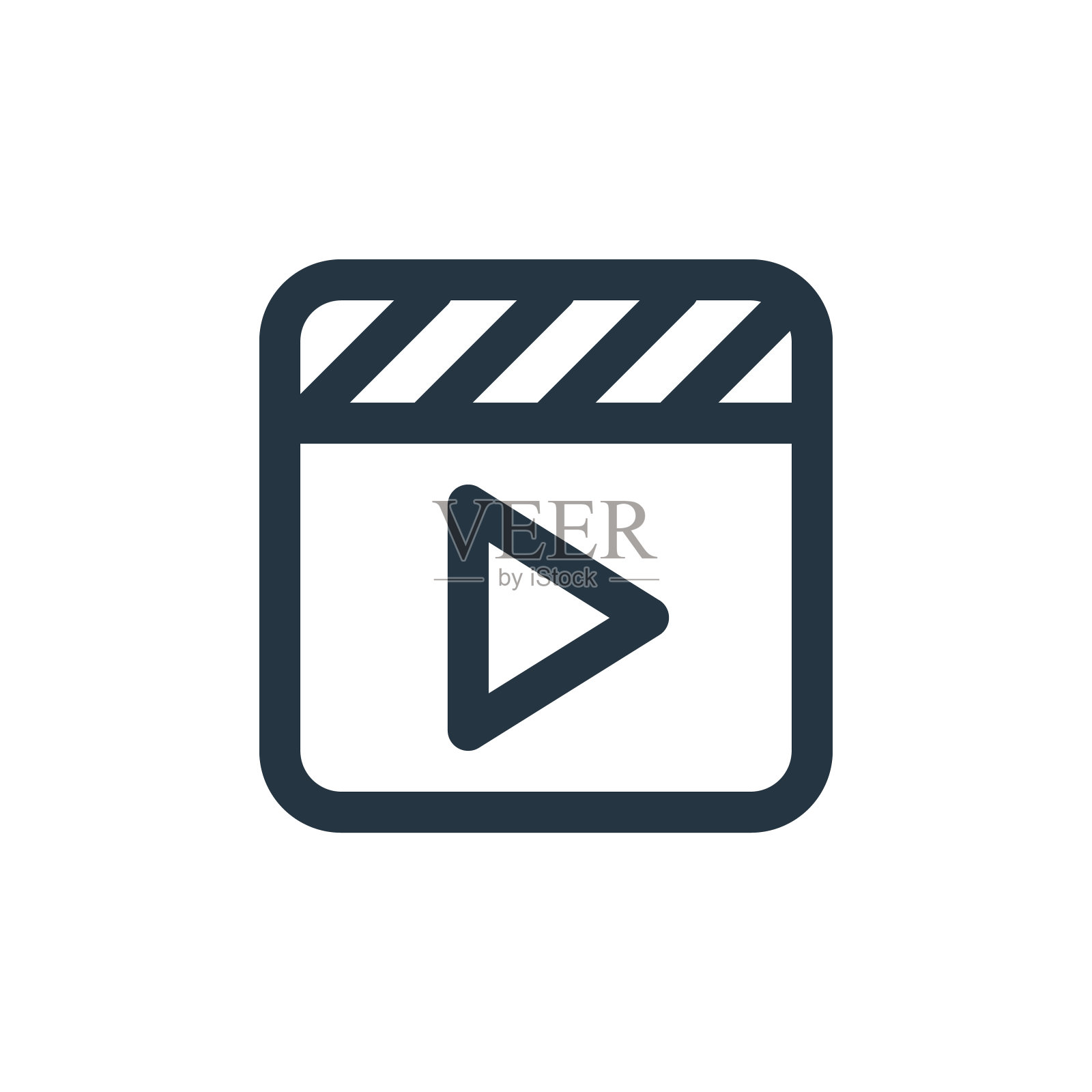 视频矢量图标孤立的白色背景。轮廓，细线视频图标，用于网站设计和移动，应用程序开发。细线视频大纲图标矢量插图。插画图片素材