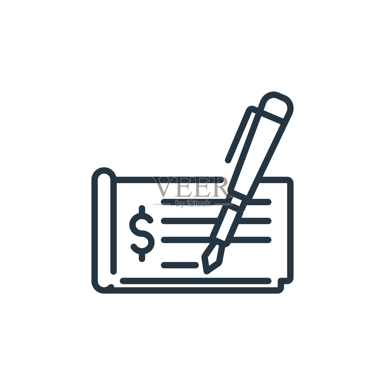 检查符号向量图标孤立的白色背景。轮廓，细线检查标志图标用于网站设计和手机，应用程序开发。细线检查标志轮廓图标矢量插图。插画图片素材