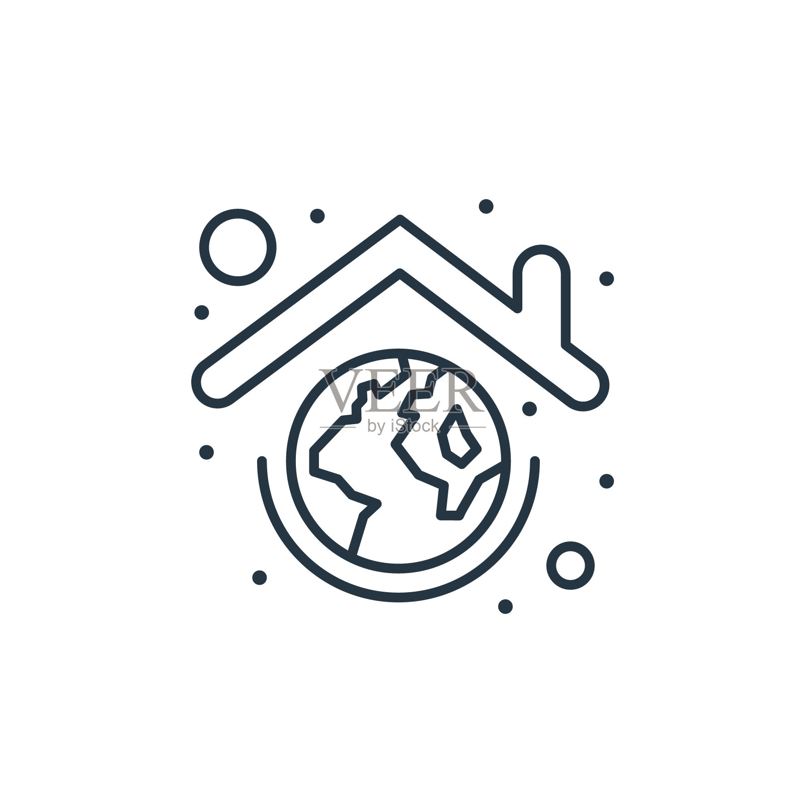 地球地球矢量图标孤立的白色背景。轮廓，细线地球地球图标，用于网站设计和移动，应用程序开发。细线地球地球仪轮廓图标矢量插图。图标素材