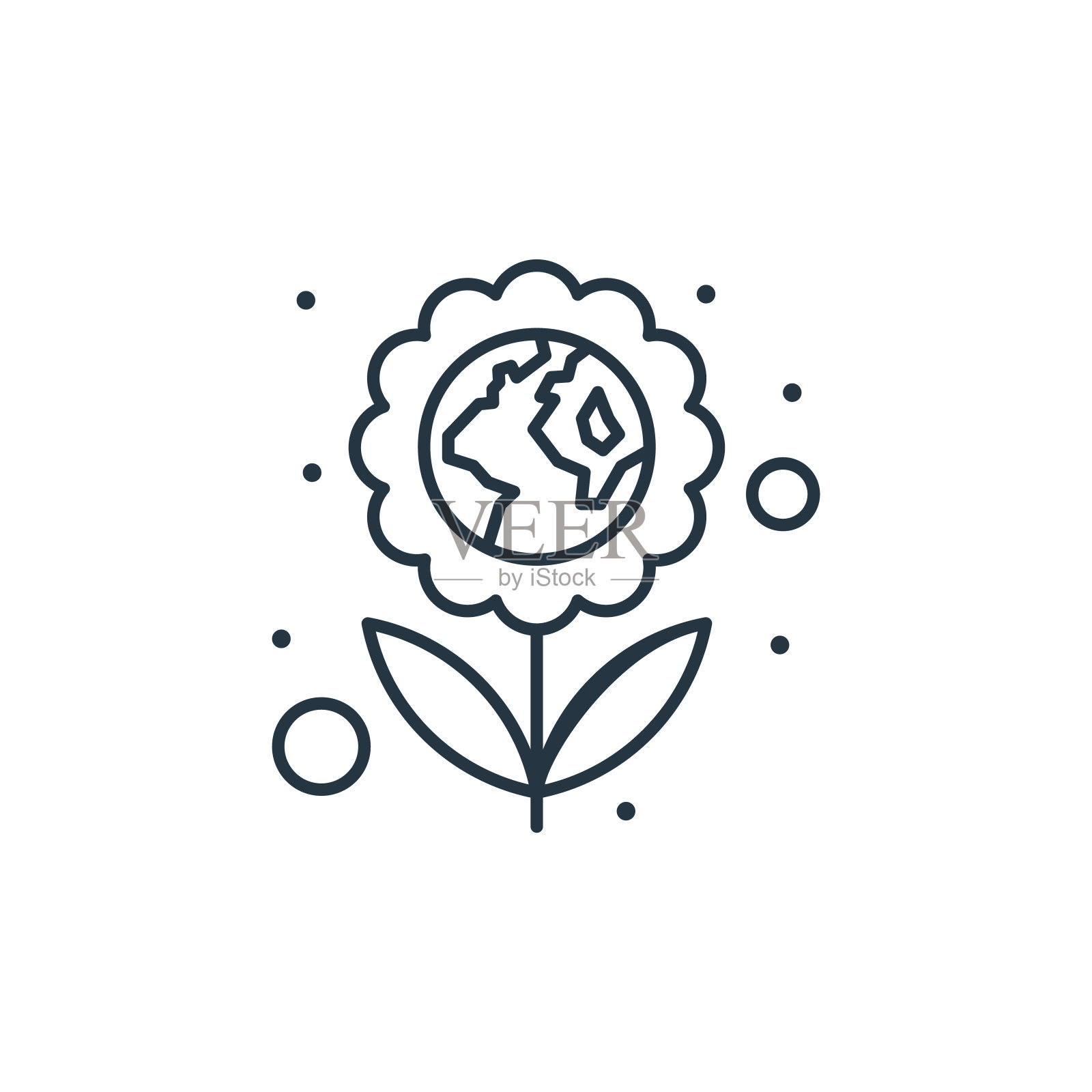 花矢量图标孤立在白色背景。轮廓，细线花图标用于网站设计和手机，应用程序开发。细线花轮廓图标矢量插图。插画图片素材