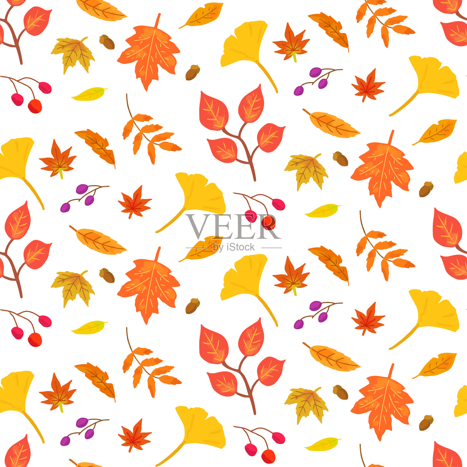 秋天的落叶模式插画图片素材
