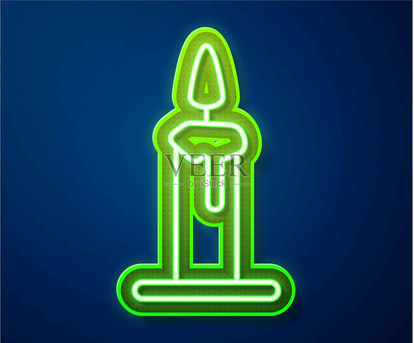 烛台上发光的霓虹线燃烧的蜡烛插画图片素材