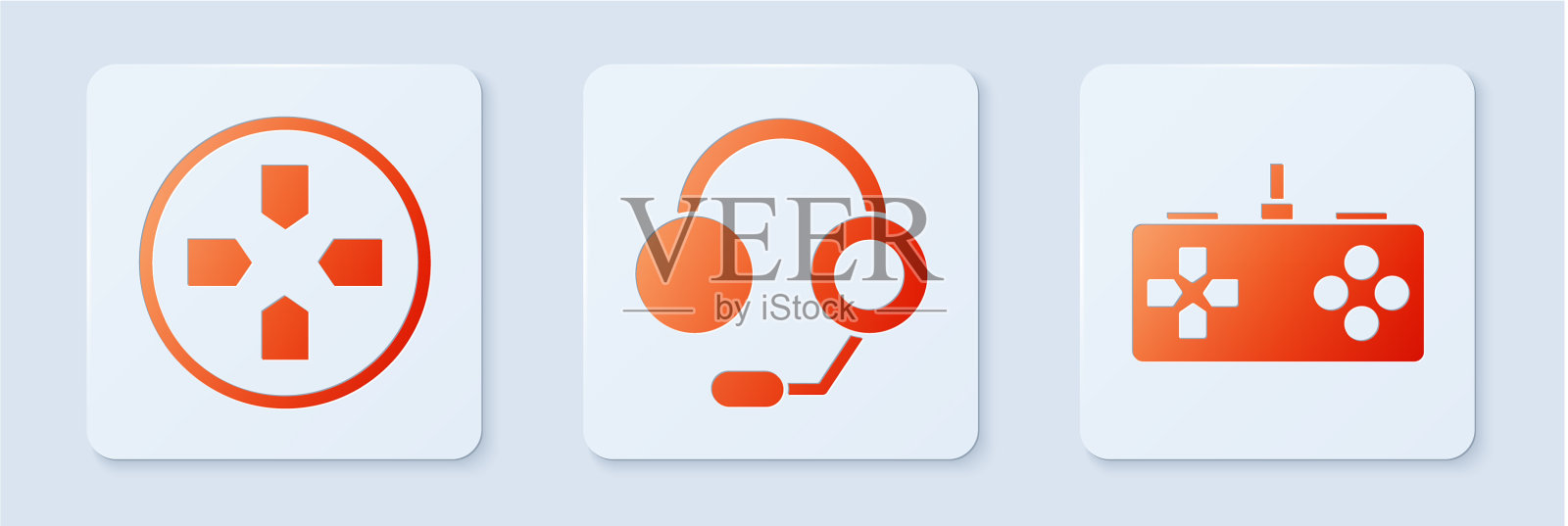 设置耳机手柄和手柄白色方块图标素材