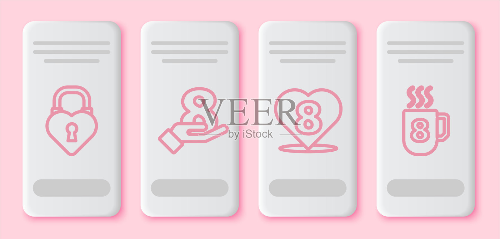 3月8日设线城堡形状为心插画图片素材