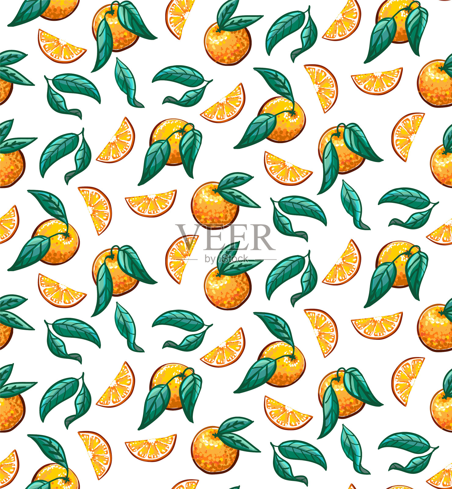 手绘热带无缝图案与分支插画图片素材