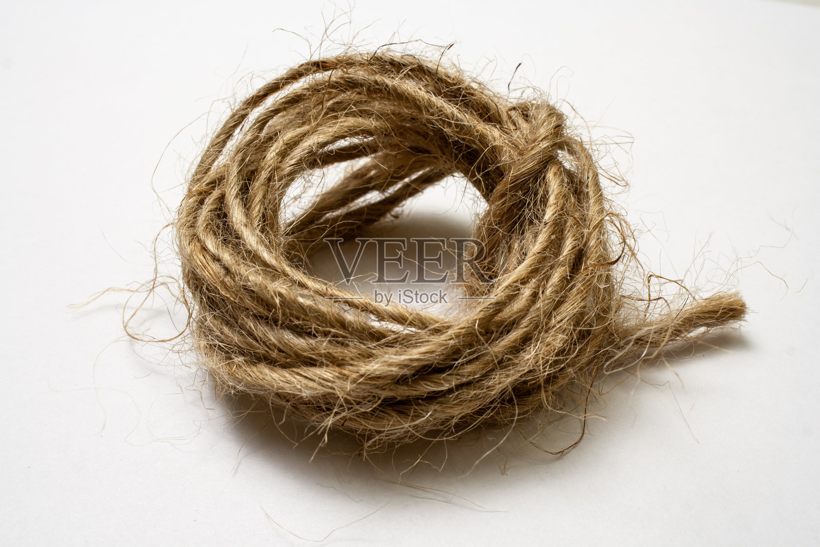 黄麻麻线孤立的白色背景亚麻线照片摄影图片