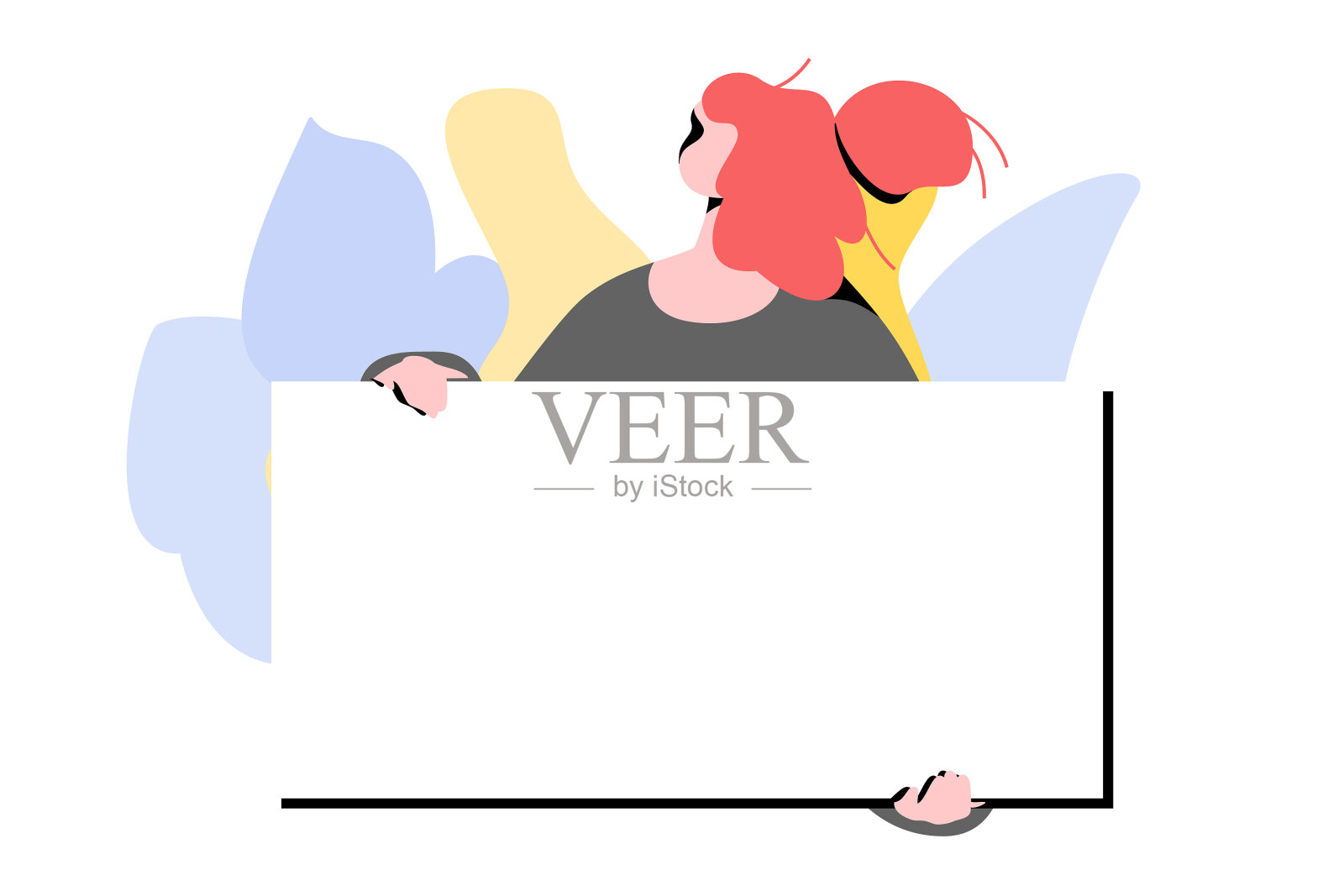 带有海报的女性角色设计模板素材