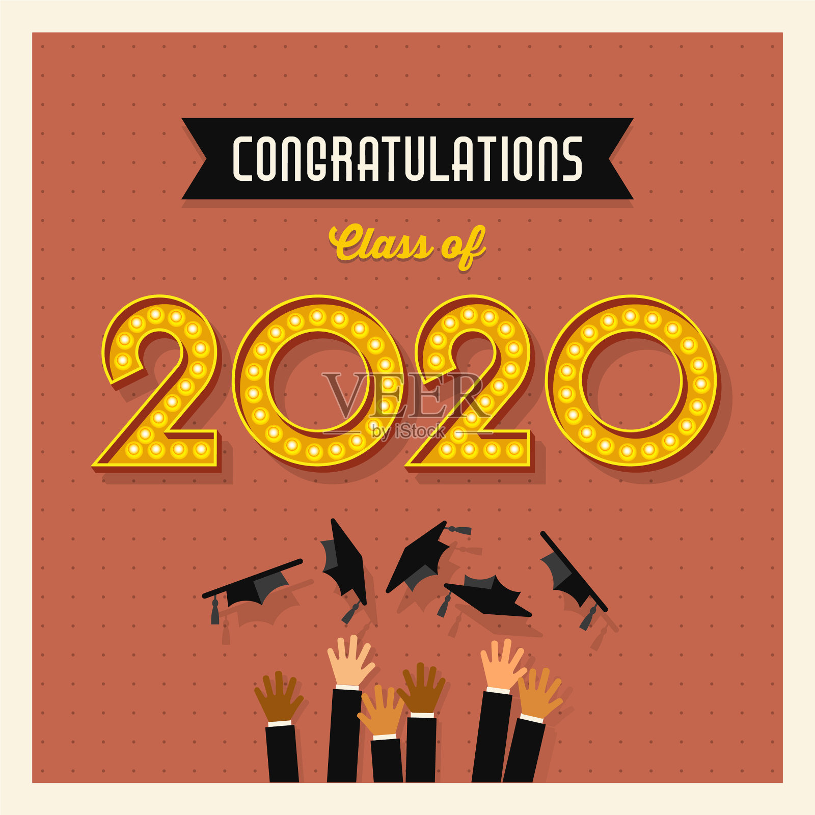 复古2020毕业贺卡插画图片素材