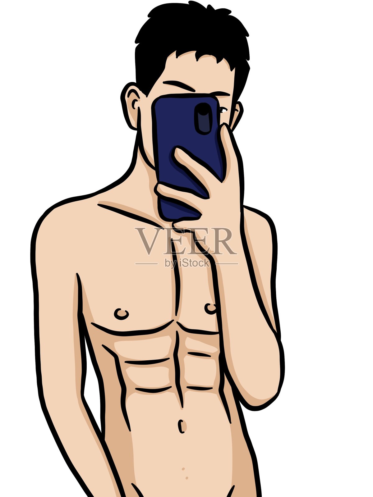 卡通可爱的男人在白色的背景插画图片素材