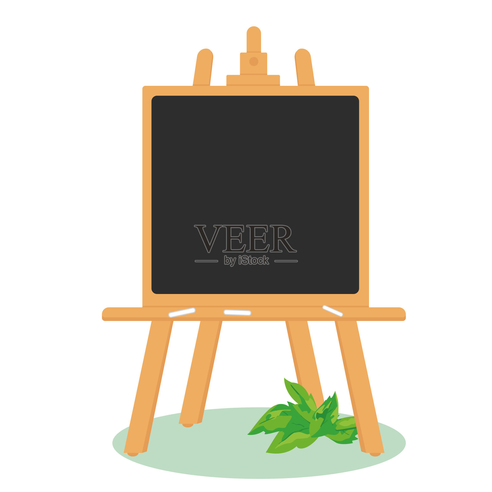 没有背景的木制画架插画图片素材