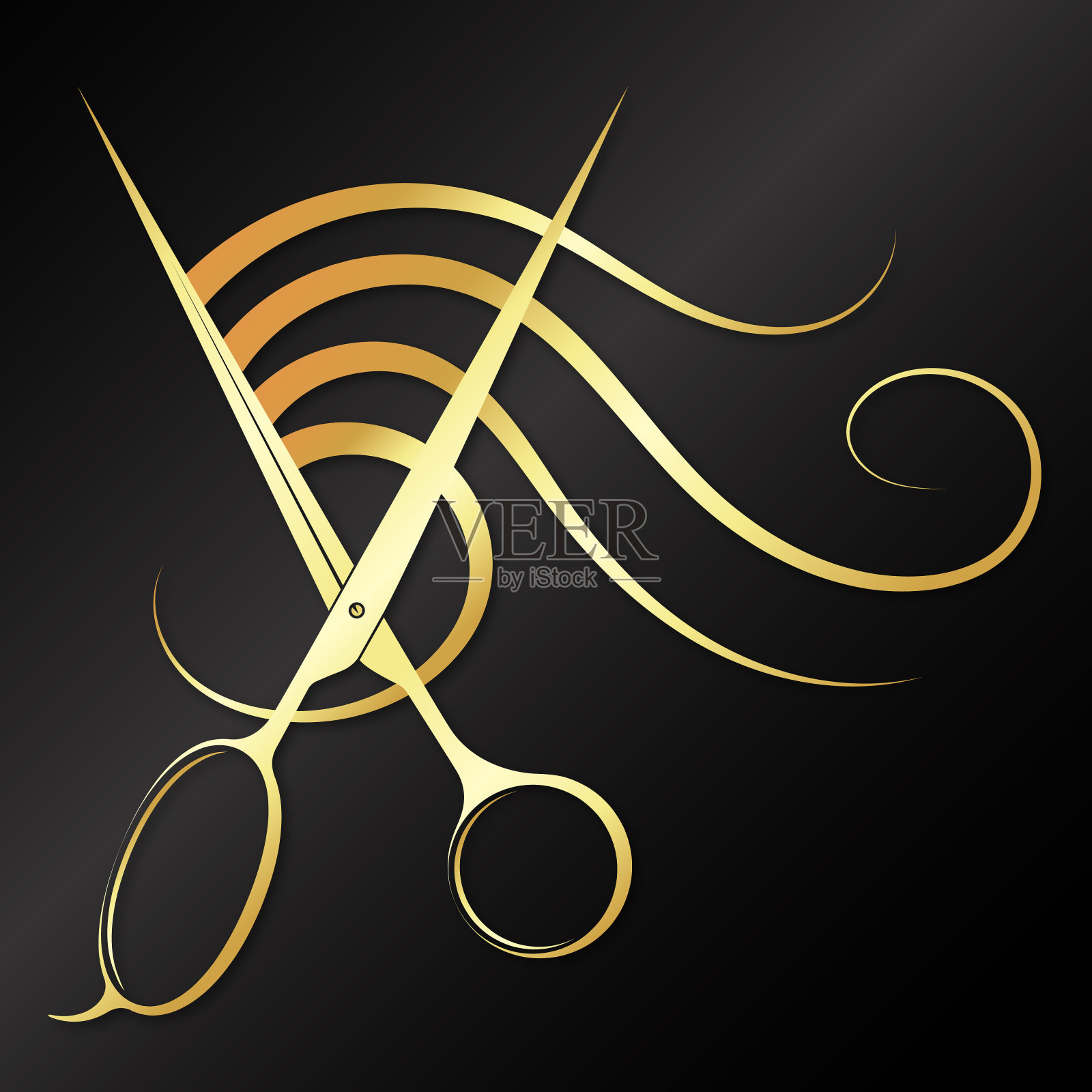 美发沙龙金剪刀卷发设计插画图片素材