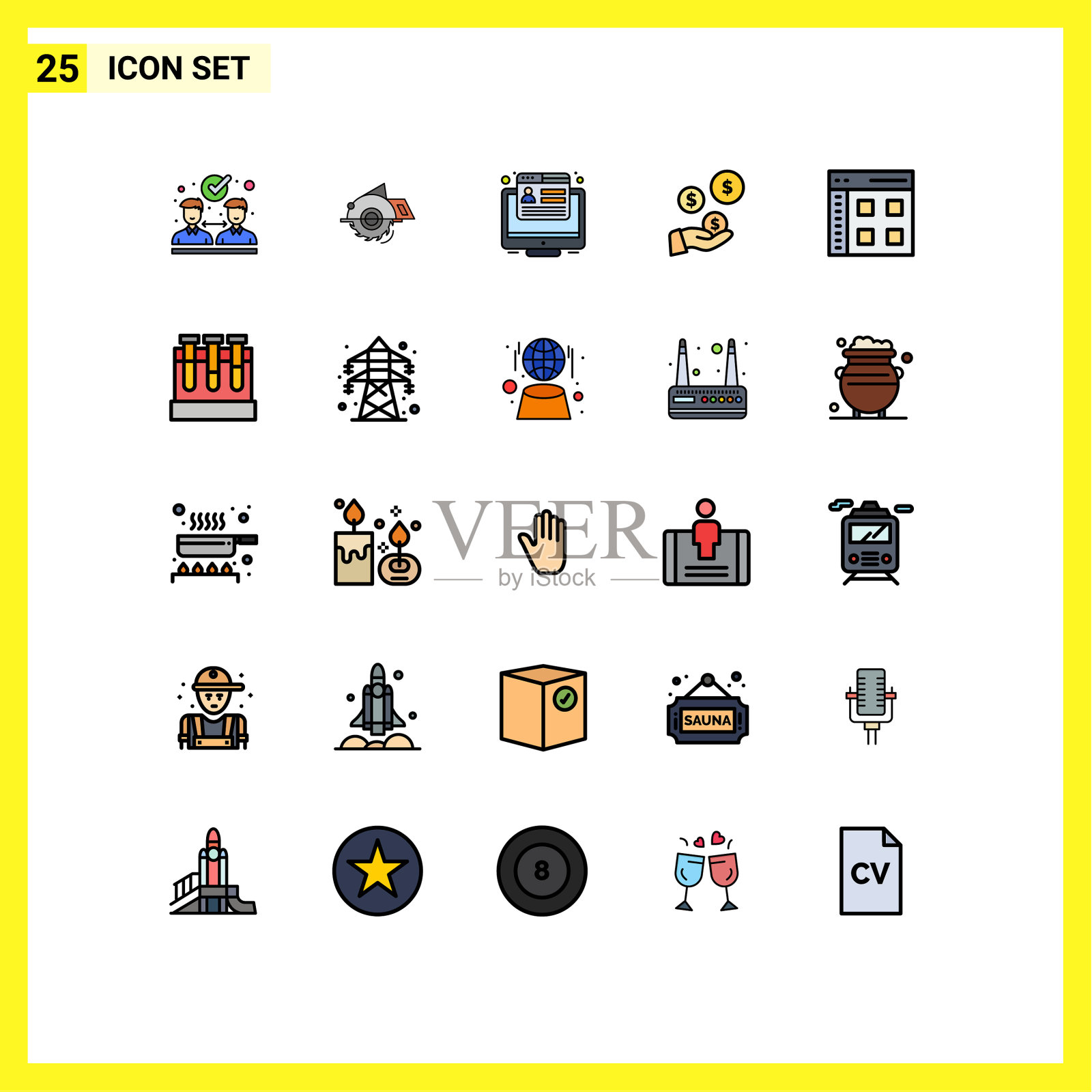 25填充线平面颜色的网站概念插画图片素材