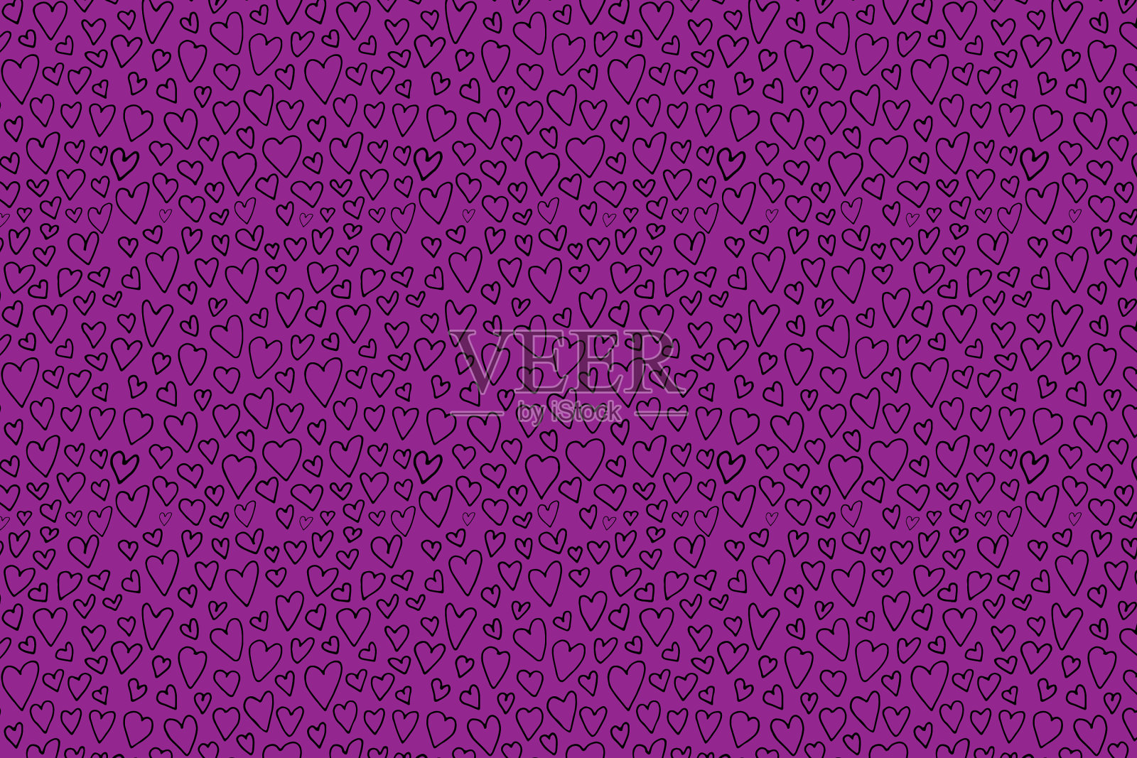 紫色的背景。手绘的心模式插画图片素材