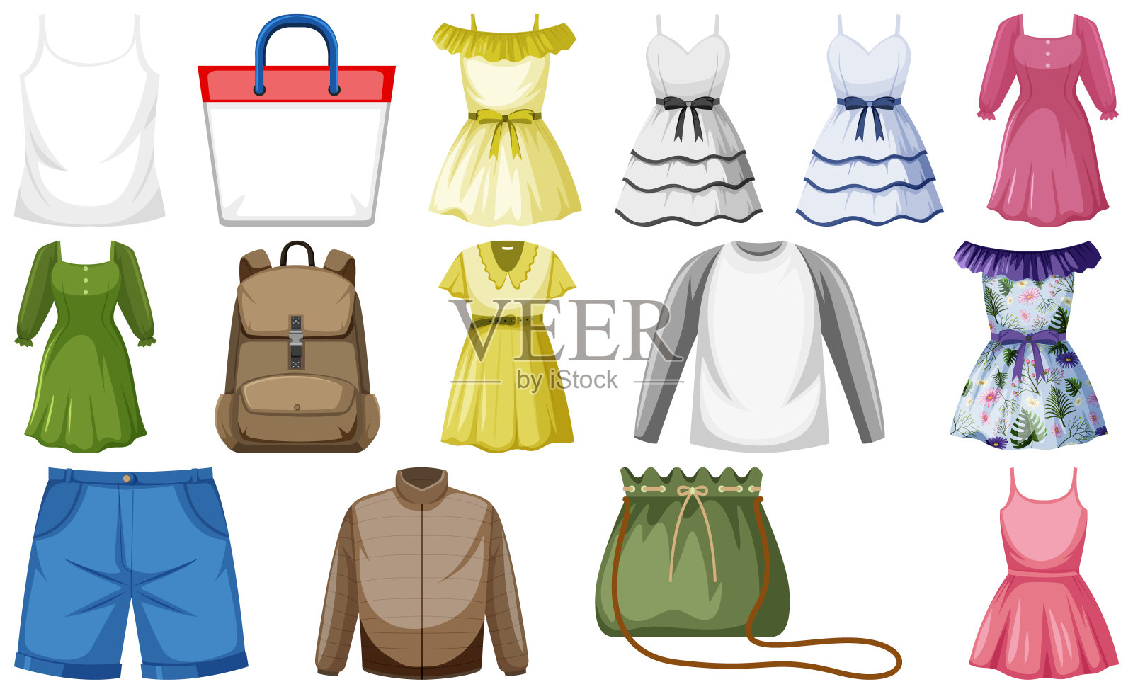 一套时尚服装插画图片素材