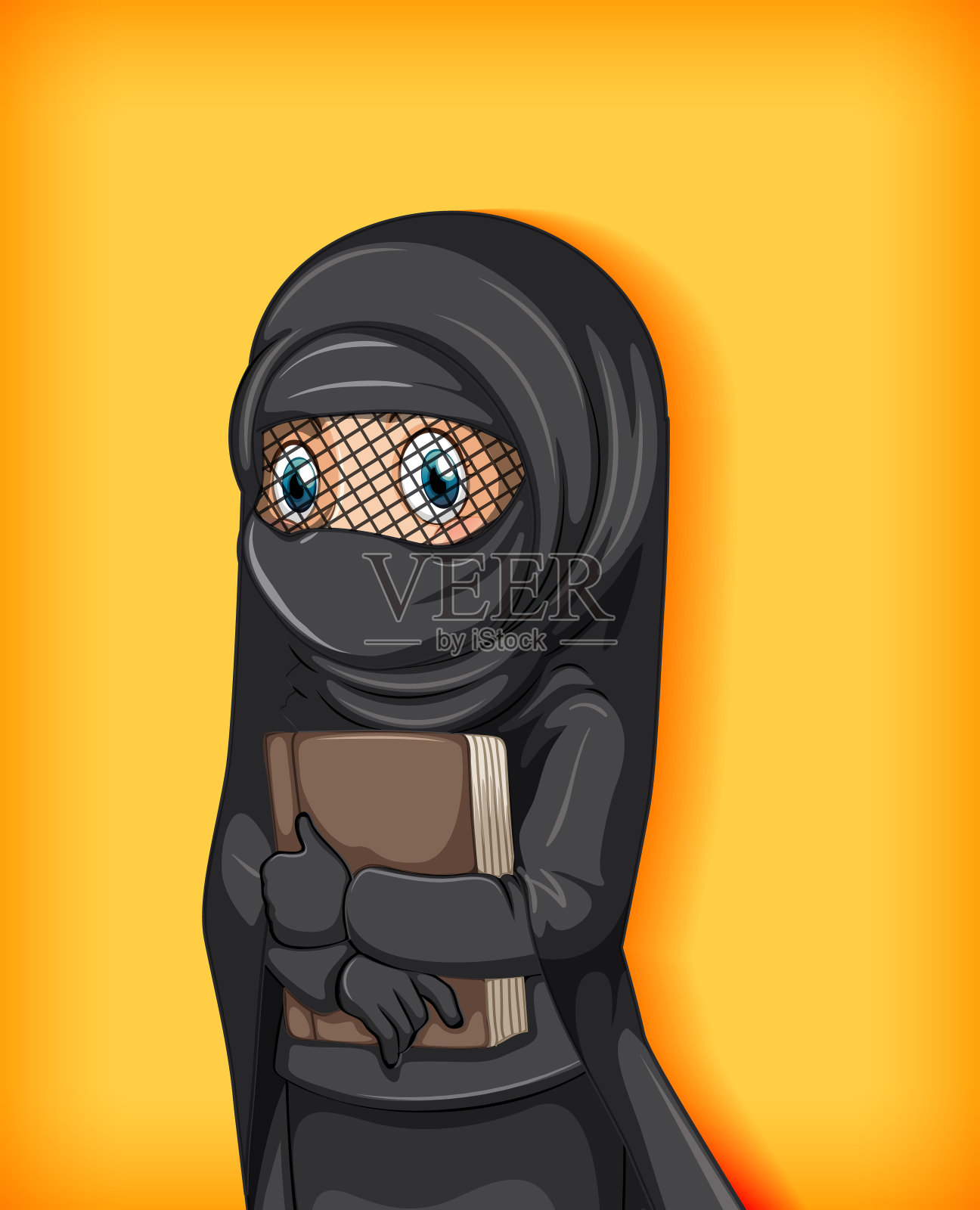 穆斯林女孩拿着书设计元素图片