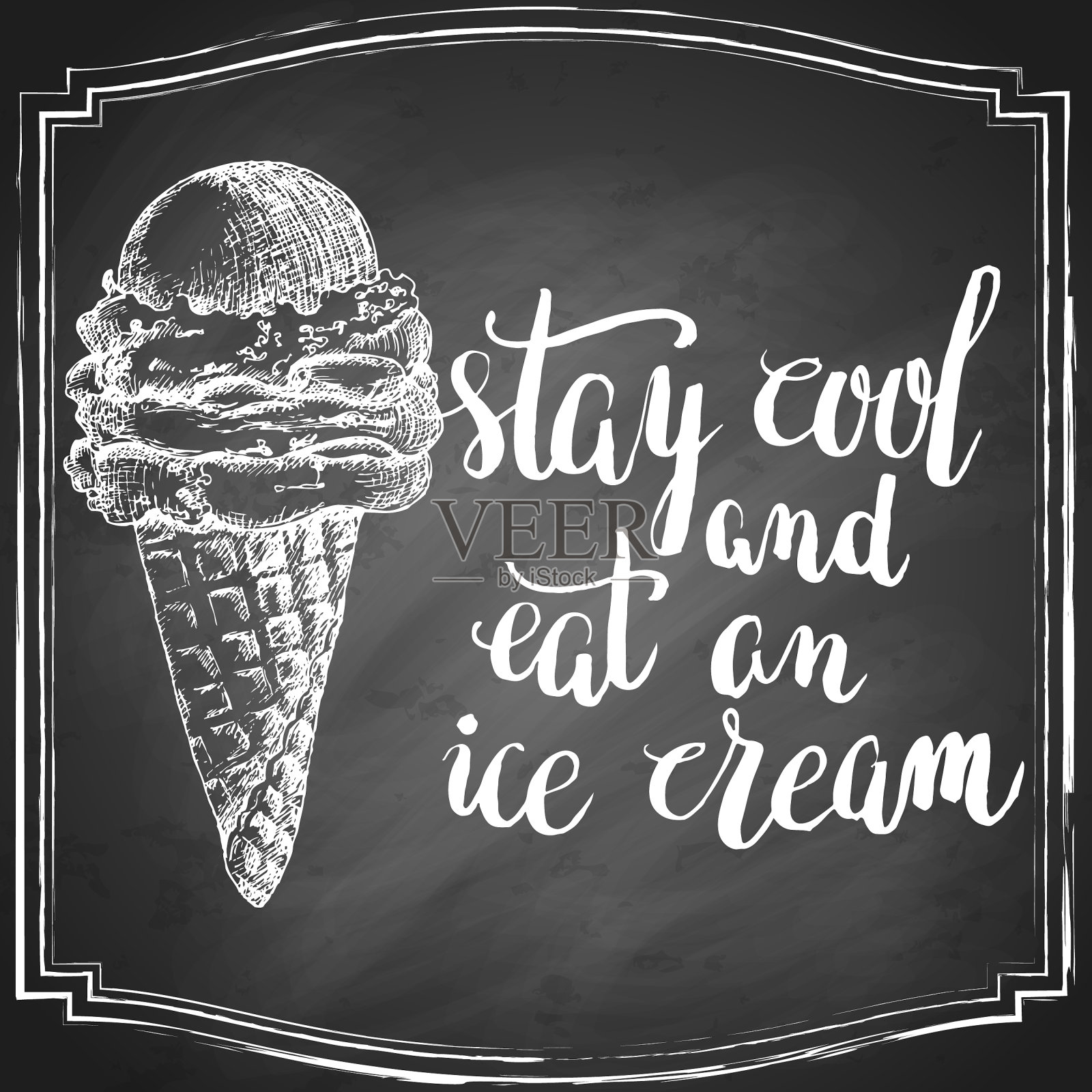 手绘冰淇淋筒素描设计元素图片