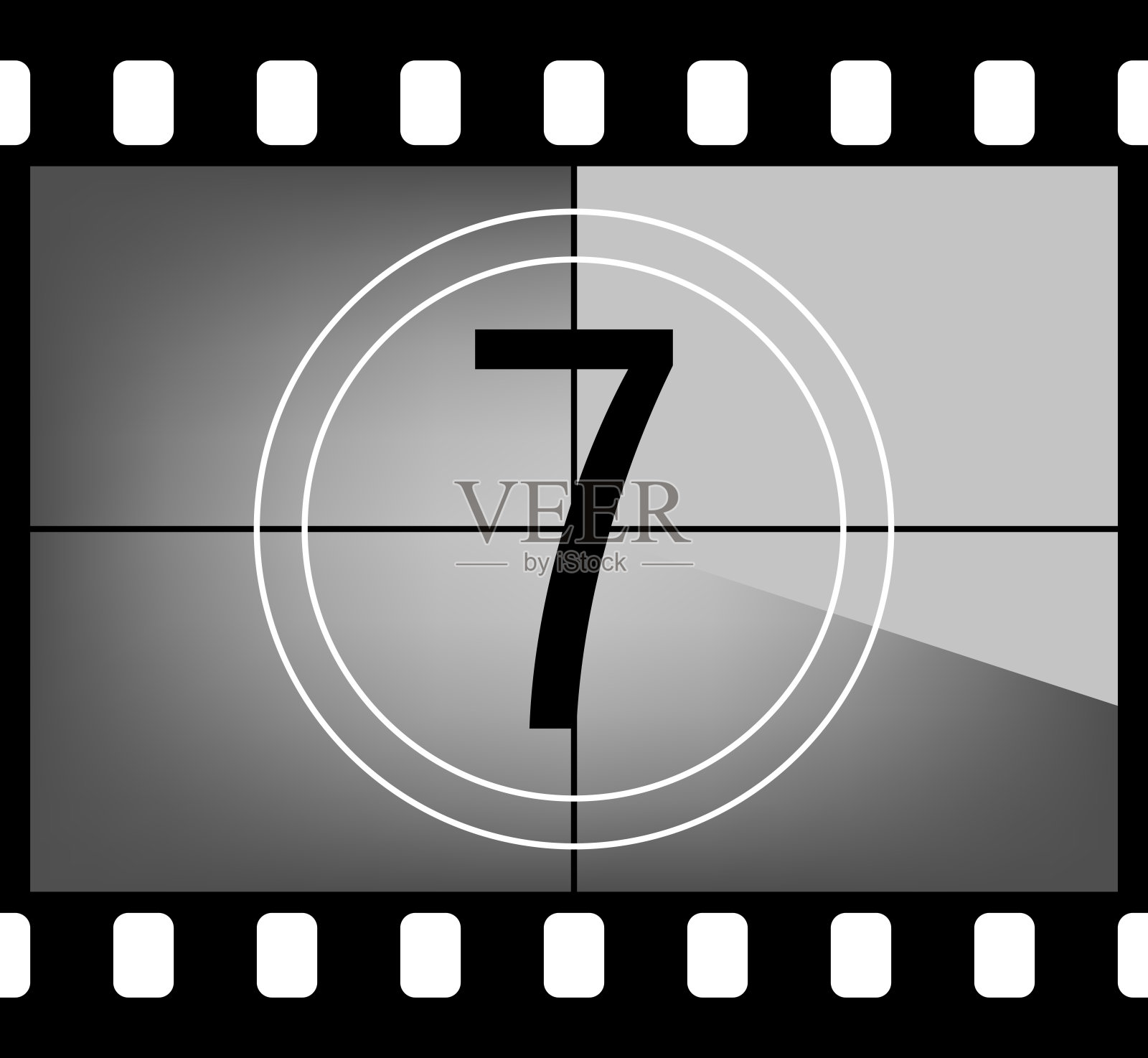 电影倒计时。复古风格的电视屏幕。矢量插图。插画图片素材