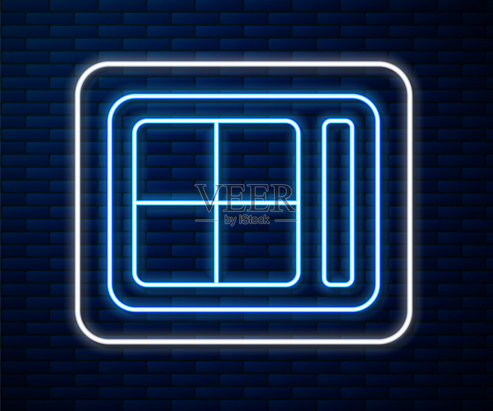 发光的霓虹线眼影调色板与刷子图标隔离在砖墙的背景。矢量图图标素材