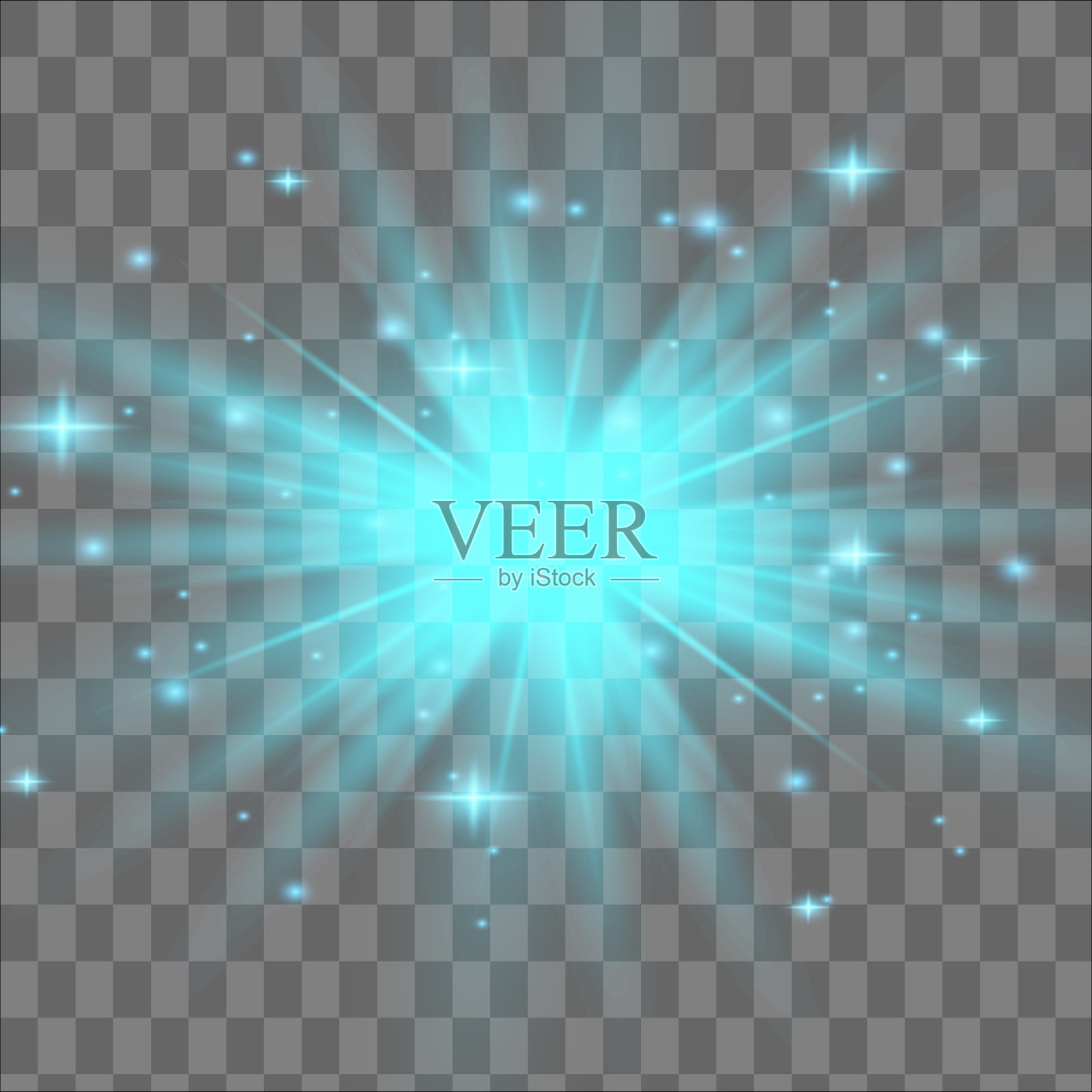 蓝色发光的灯光效果孤立的背景。发出光的效果。插画图片素材