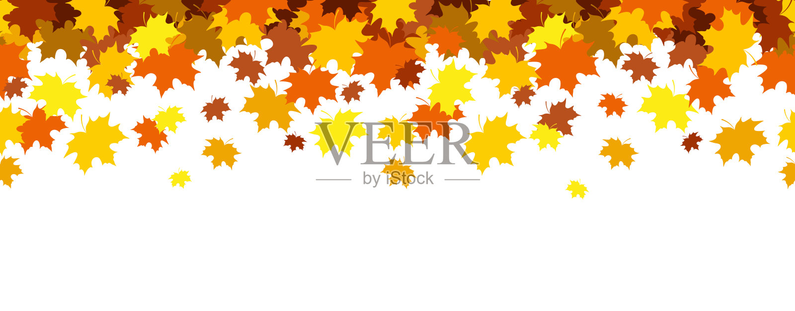 无缝边框与飘落的枫叶，秋天的背景插画图片素材