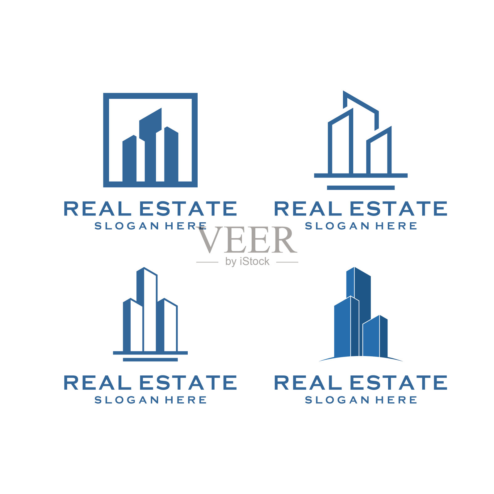 房地产建筑标志捆绑插画图片素材