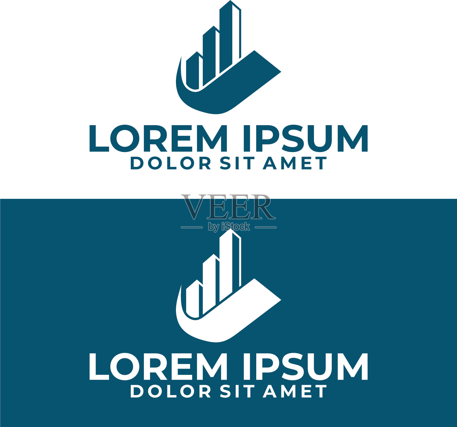 公寓大楼标志模板与增长图表插画图片素材