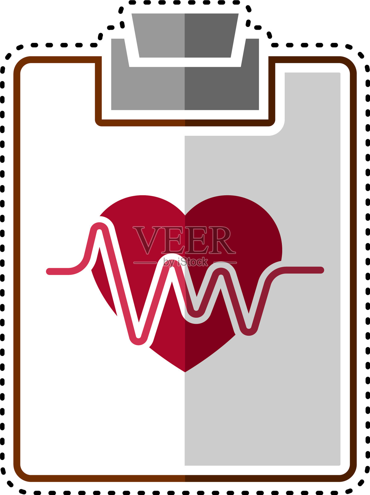 虚线心电图图标插画图片素材