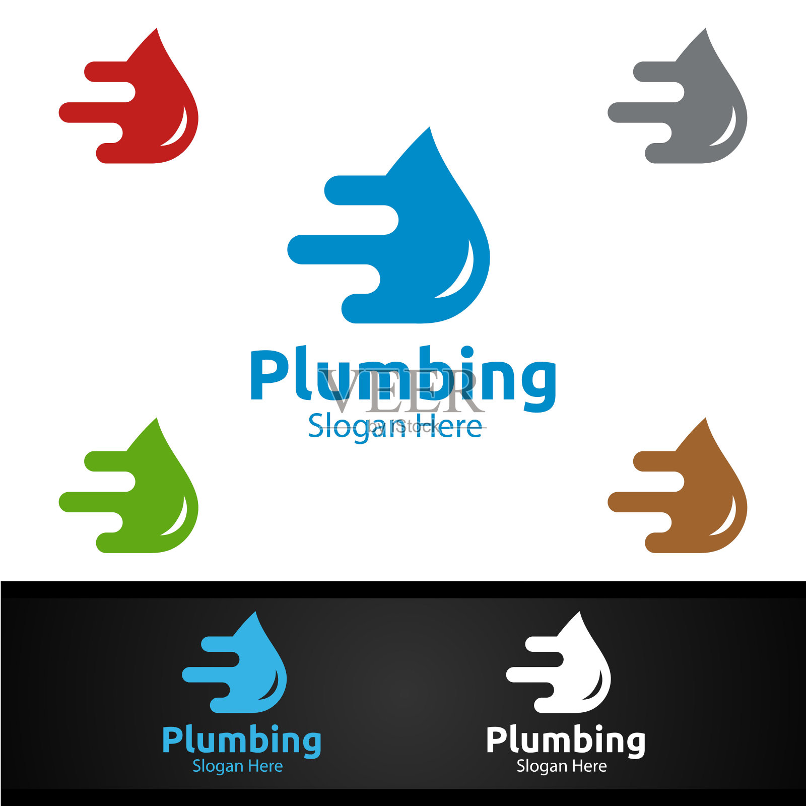 快速管道符号与水和Fix Home概念设计元素图片