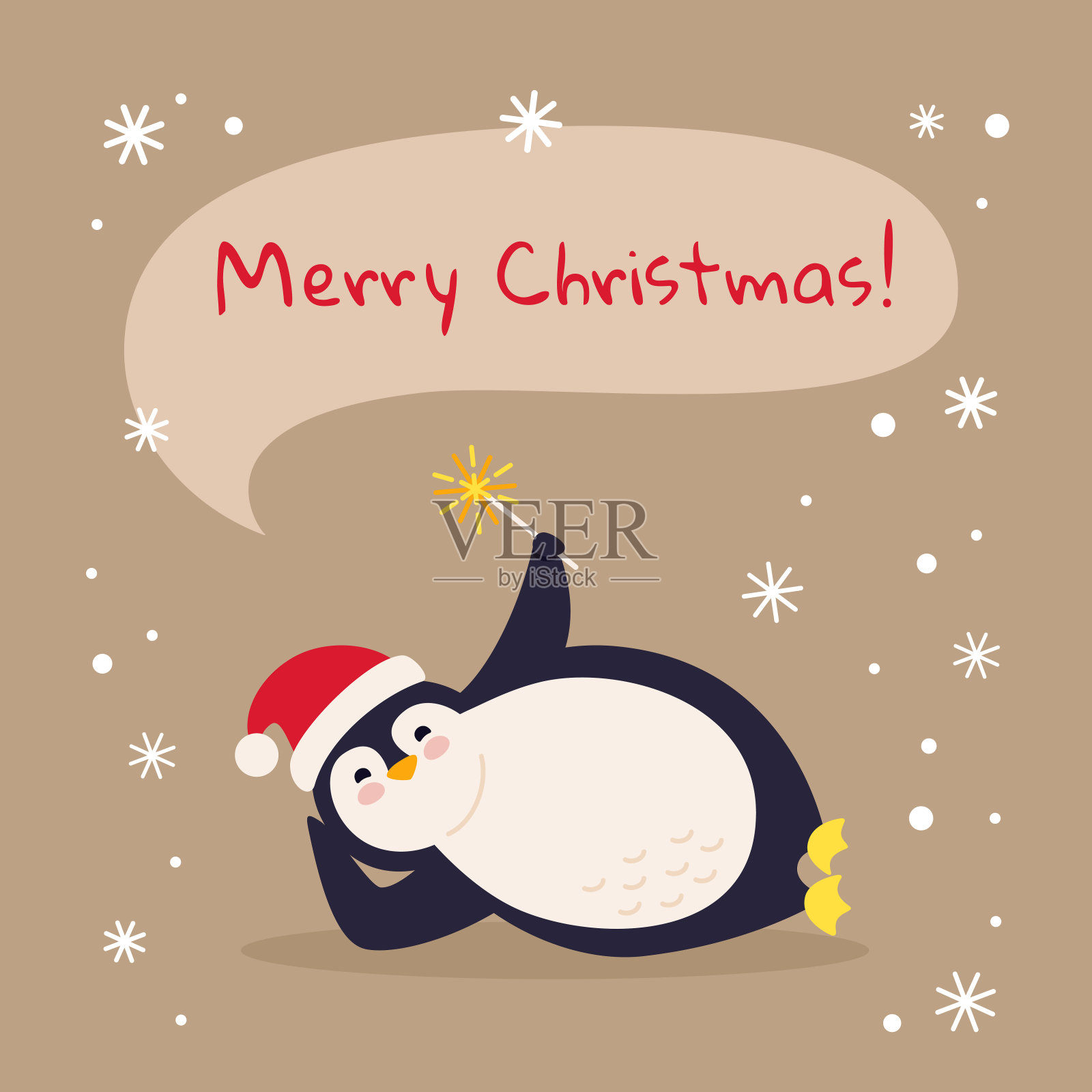 企鹅圣诞卡通贺卡矢量插画图片素材