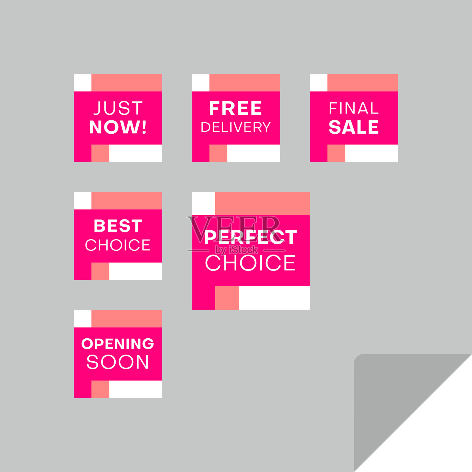 一套矩形折扣标签。永恒的设计易于阅读。插画图片素材