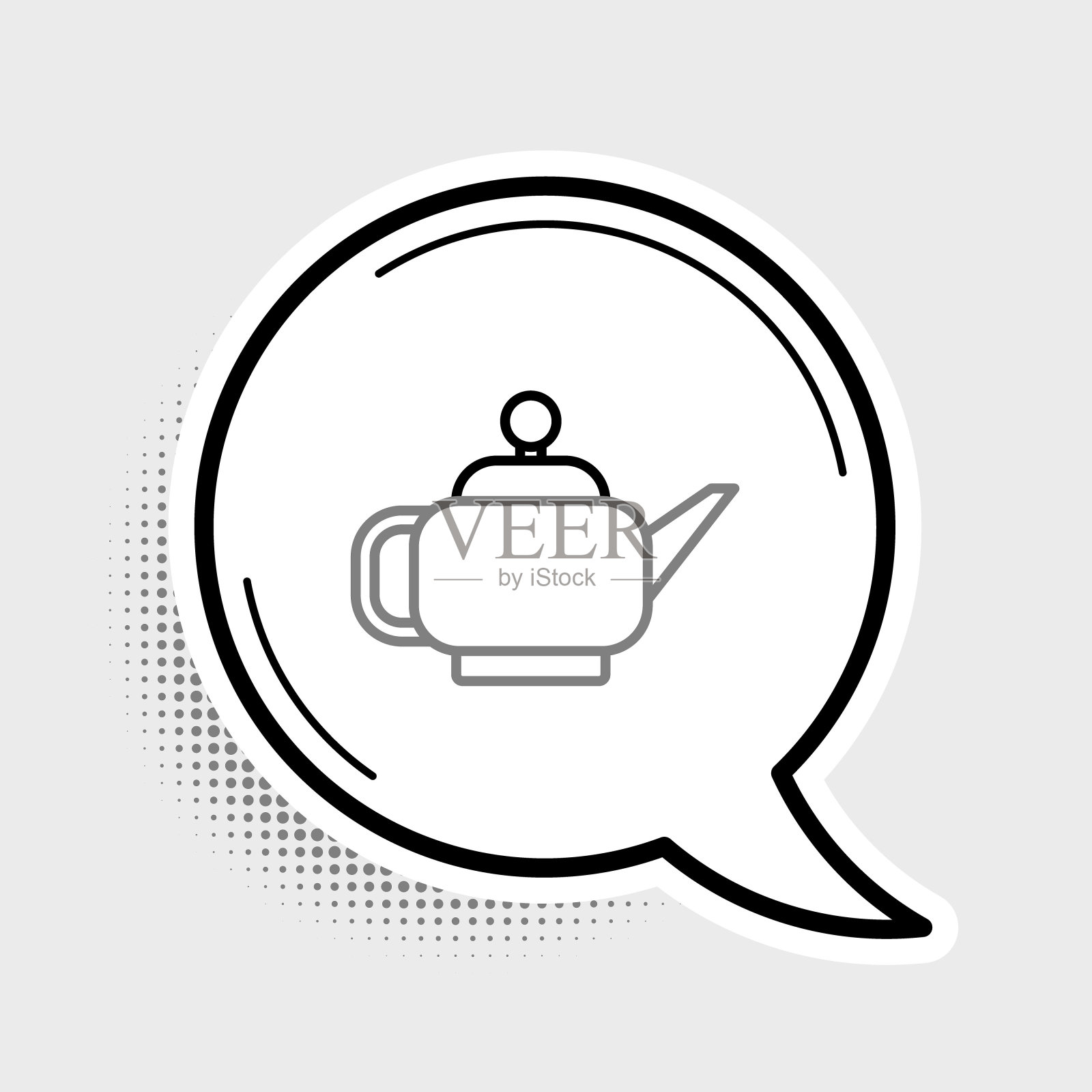 灰色背景上孤立的传统日本茶道图标。茶壶和杯子。色彩斑斓的轮廓的概念。向量插画图片素材