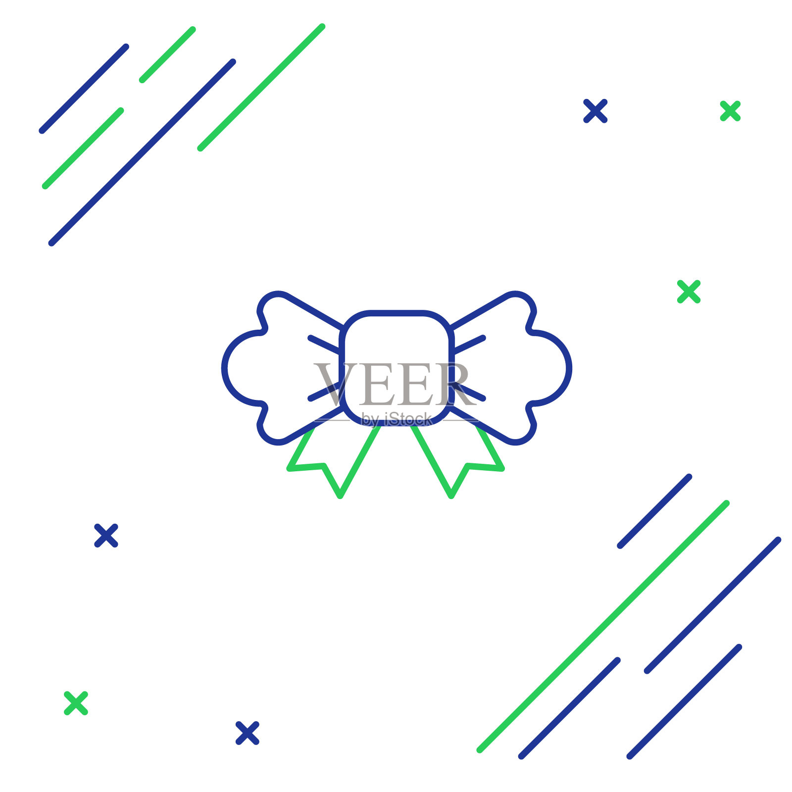 线蝴蝶结图标孤立的白色背景。色彩斑斓的轮廓的概念。向量图标素材