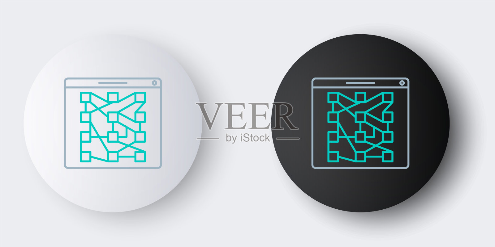 线全球技术或社交网络图标孤立在灰色背景上。色彩斑斓的轮廓的概念。向量插画图片素材