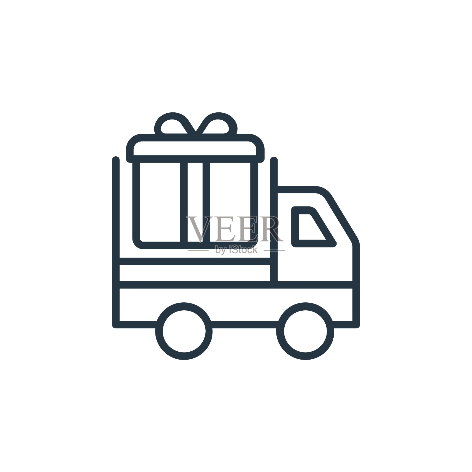 运送卡车矢量图标孤立的白色背景。轮廓，细线送货卡车图标，用于网站设计和移动，应用程序开发。细线交付卡车轮廓图标矢量。插画图片素材