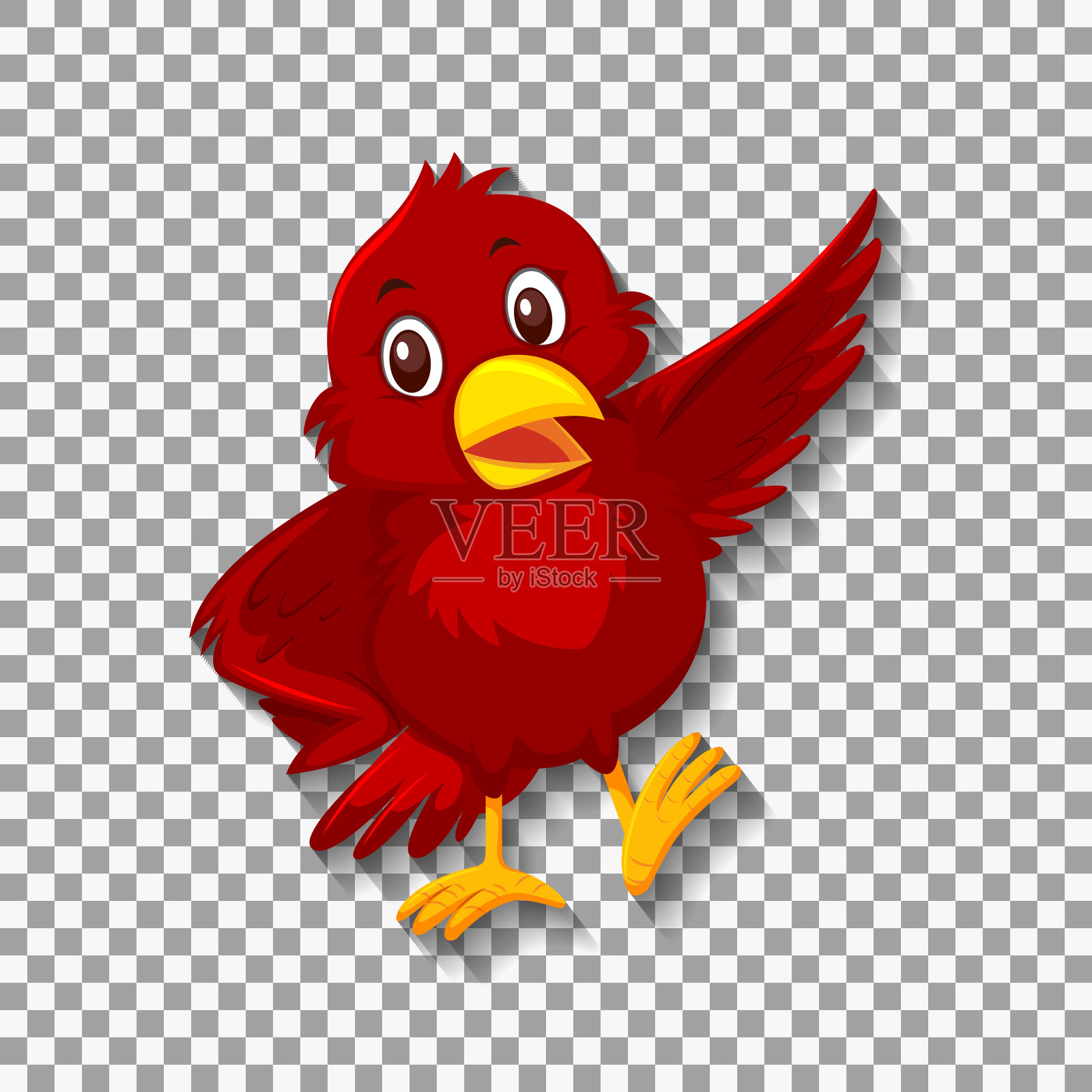 可爱的红色小鸟卡通人物插画图片素材