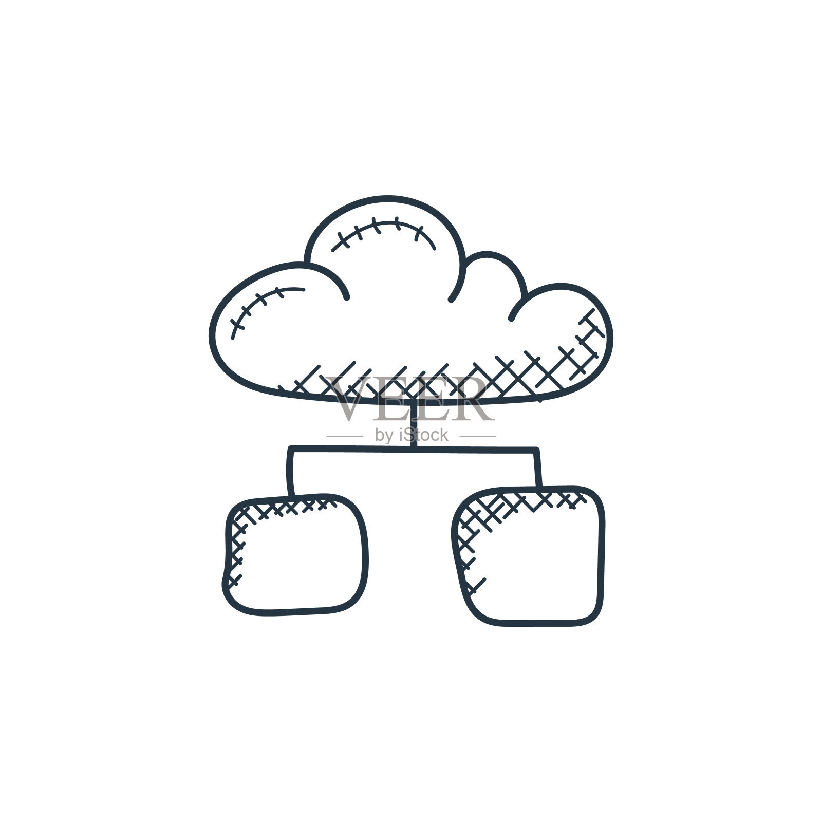 云存储矢量图标孤立在白色背景。轮廓，细线云存储图标用于网站设计和移动，应用程序开发。细线云存储轮廓图标矢量插图。插画图片素材