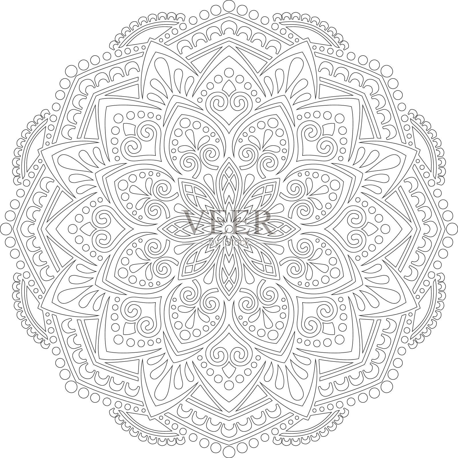 图曼荼罗着色涂鸦素描插画图片素材