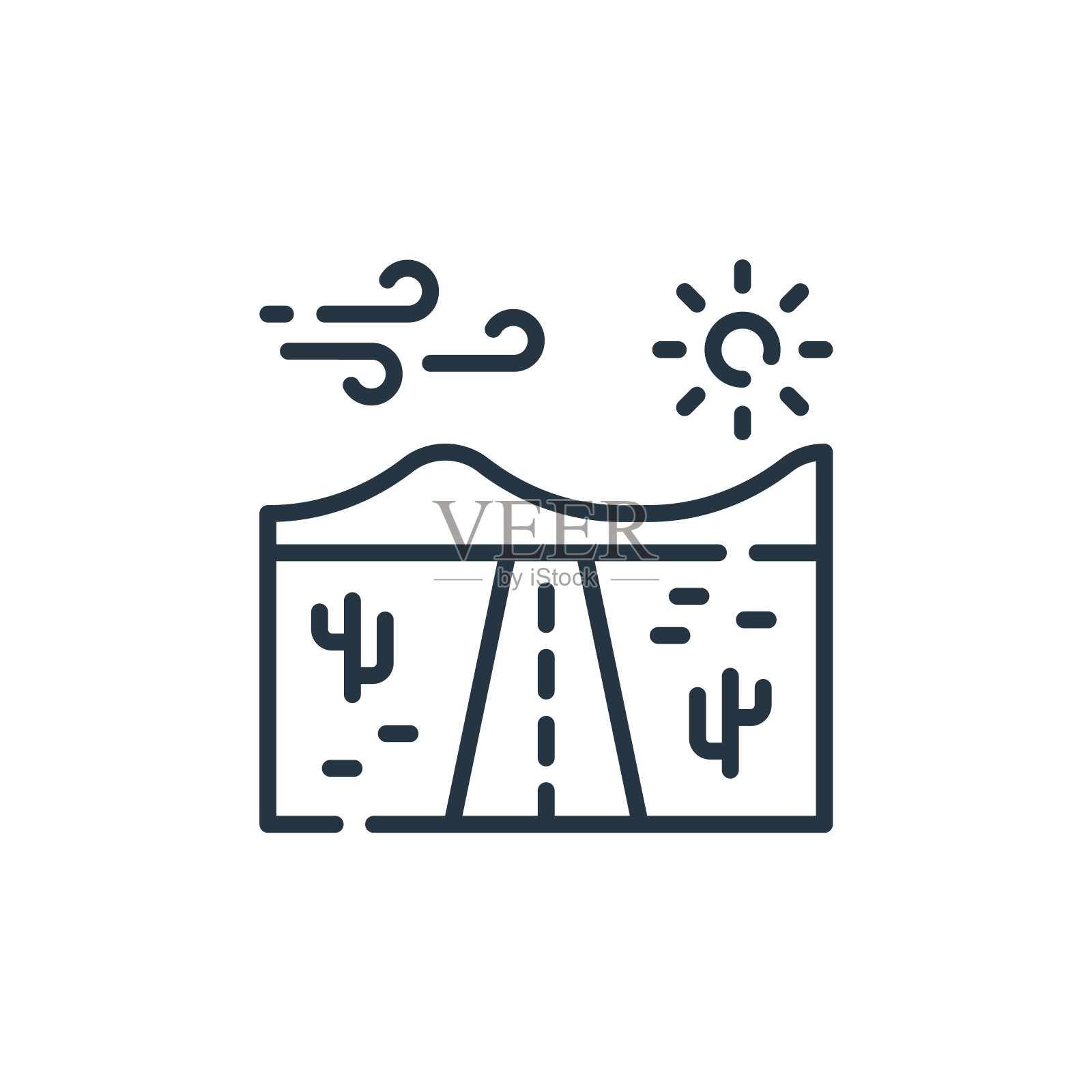 道路矢量图标孤立的白色背景。轮廓线，细线道路图标用于网站设计和手机，应用程序开发。细线道路轮廓图标矢量插图。插画图片素材