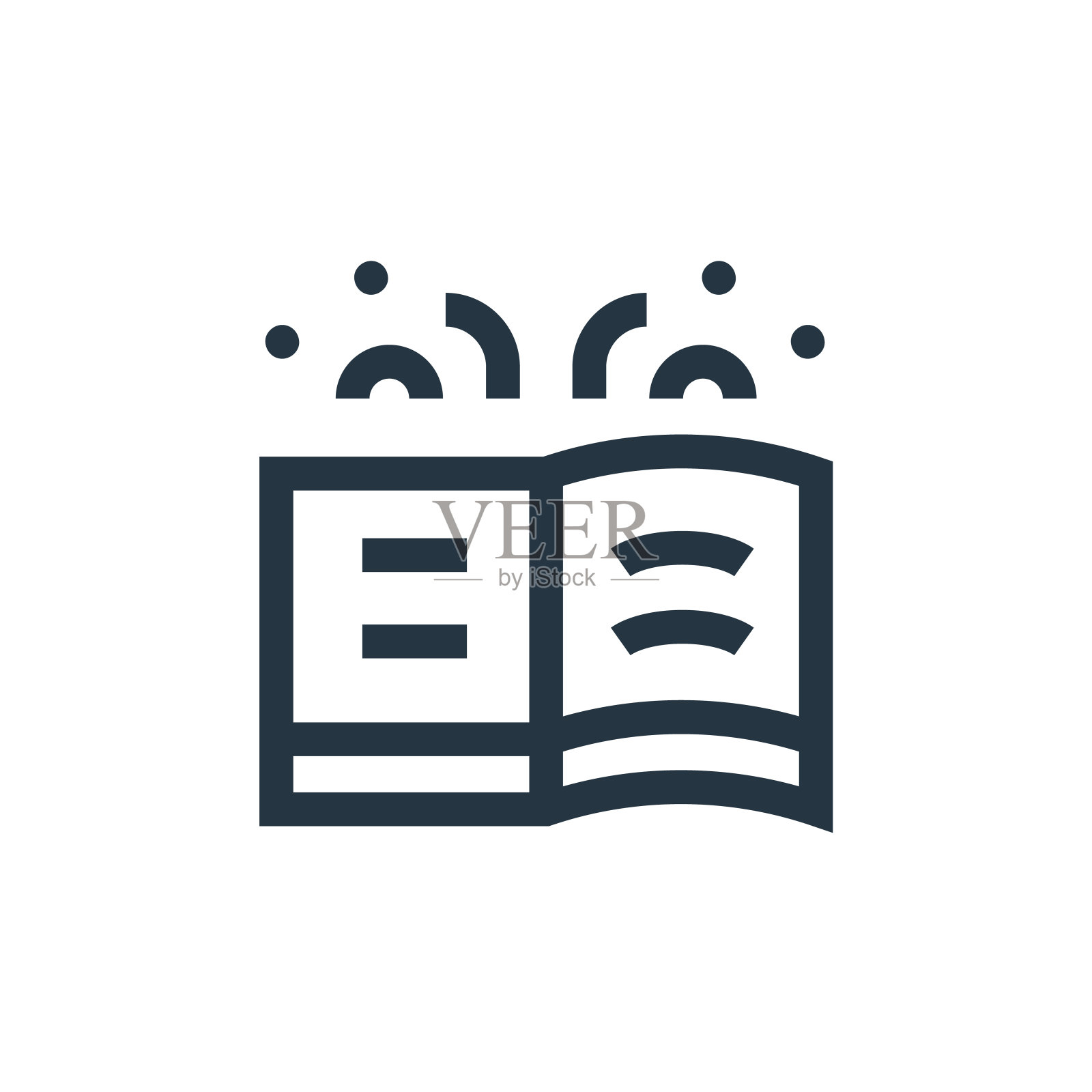 魔法书矢量图标隔离在白色背景上。大纲，细线拼书图标用于网站设计和手机，应用程序开发。细线法术书大纲图标矢量插图。插画图片素材