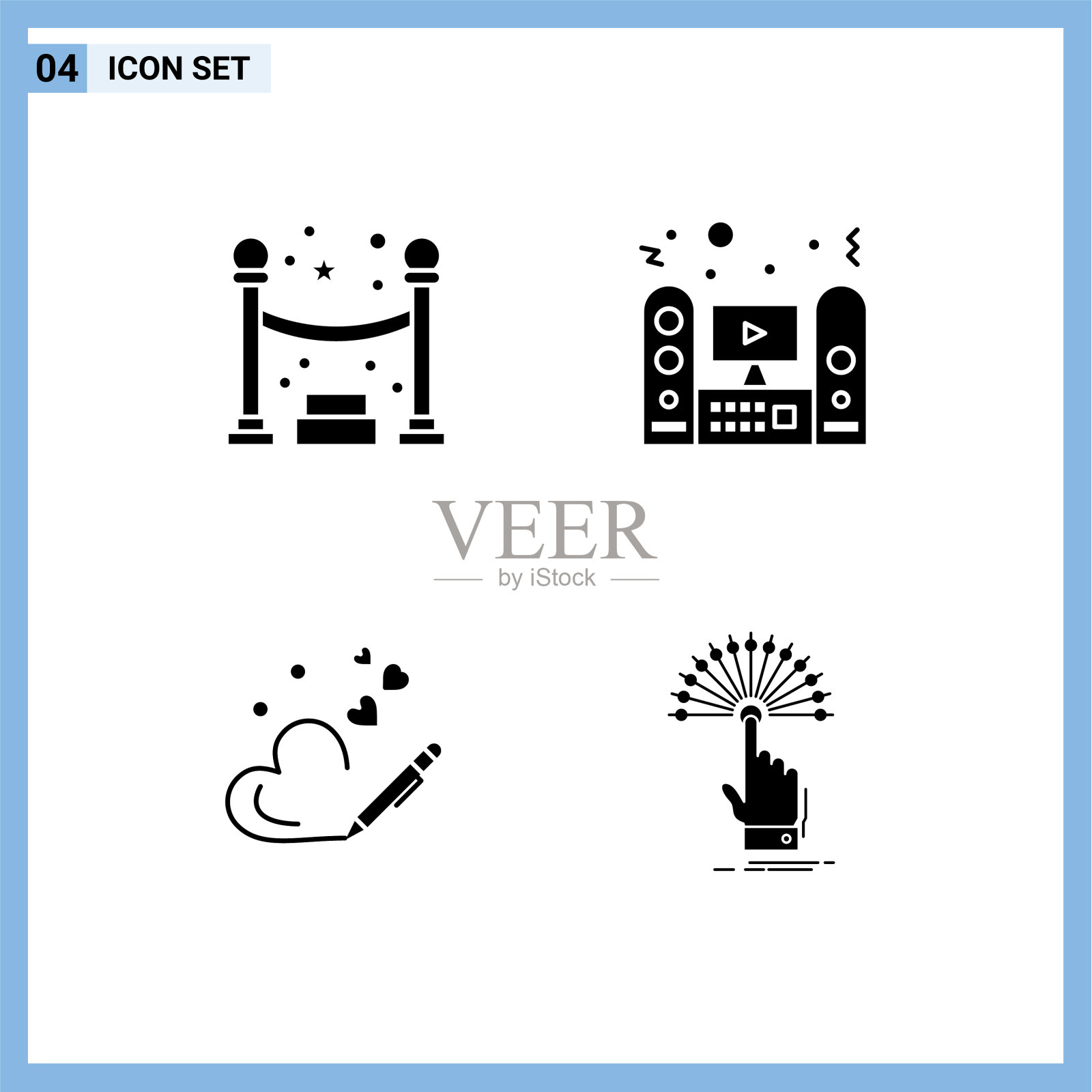 组4现代固体象形文字设置队列爱插画图片素材