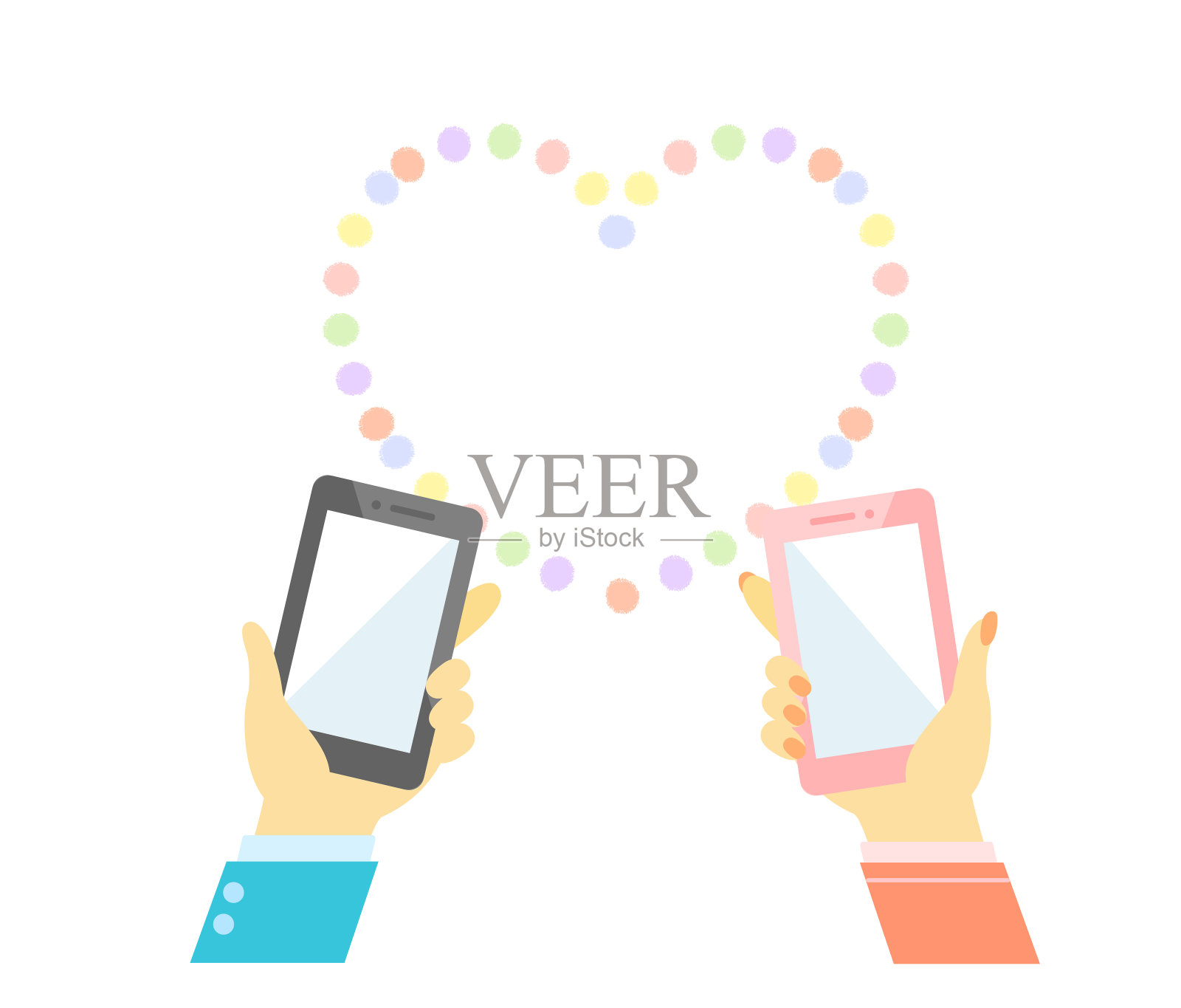 智能手机男女约会应用插画图片素材