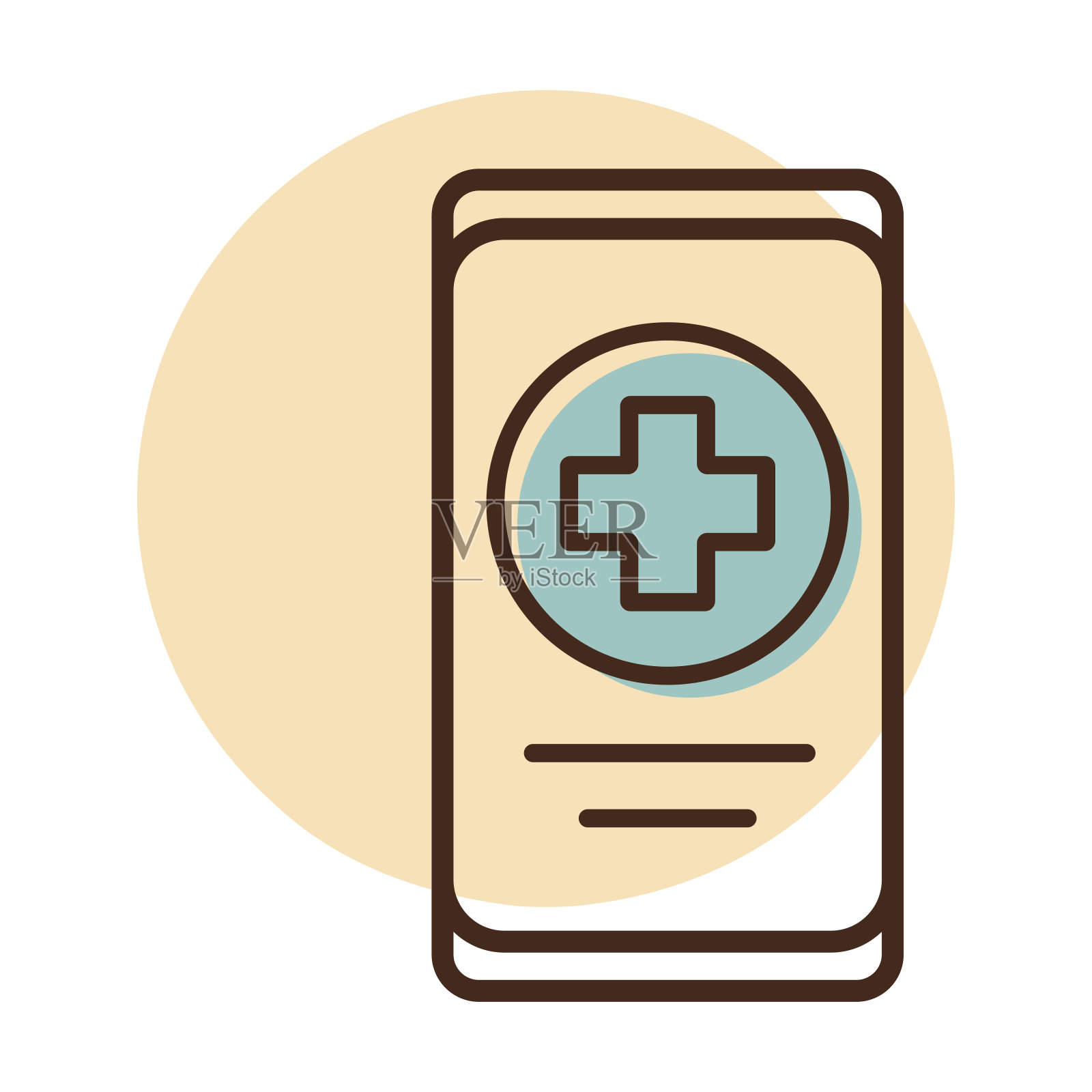 智能手机与医疗交叉矢量图标插画图片素材