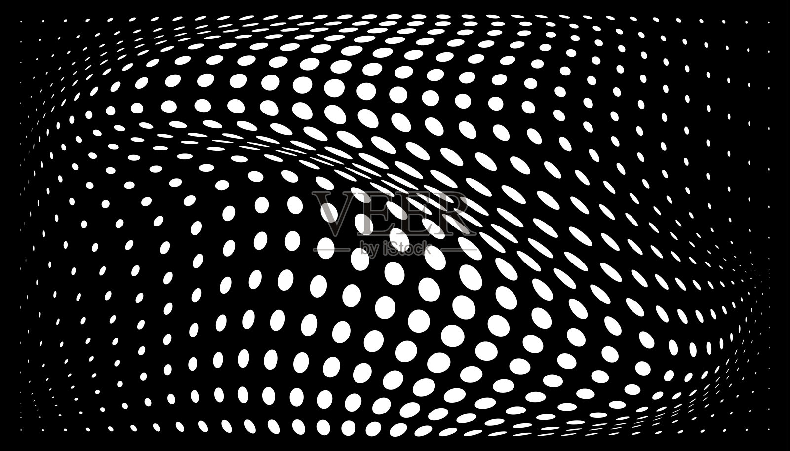 半色调凸变形渐变圆圆点背景。水平扭曲凸起模板采用半色调圆点图案。矢量插图。插画图片素材