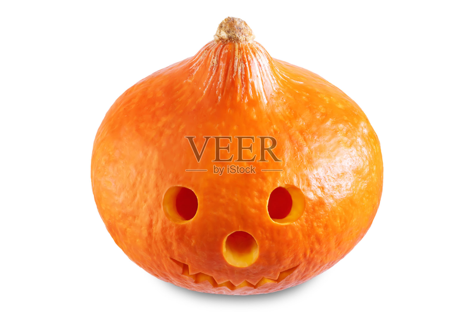 恐怖的橙色南瓜万圣节在一个白色孤立的背景照片摄影图片