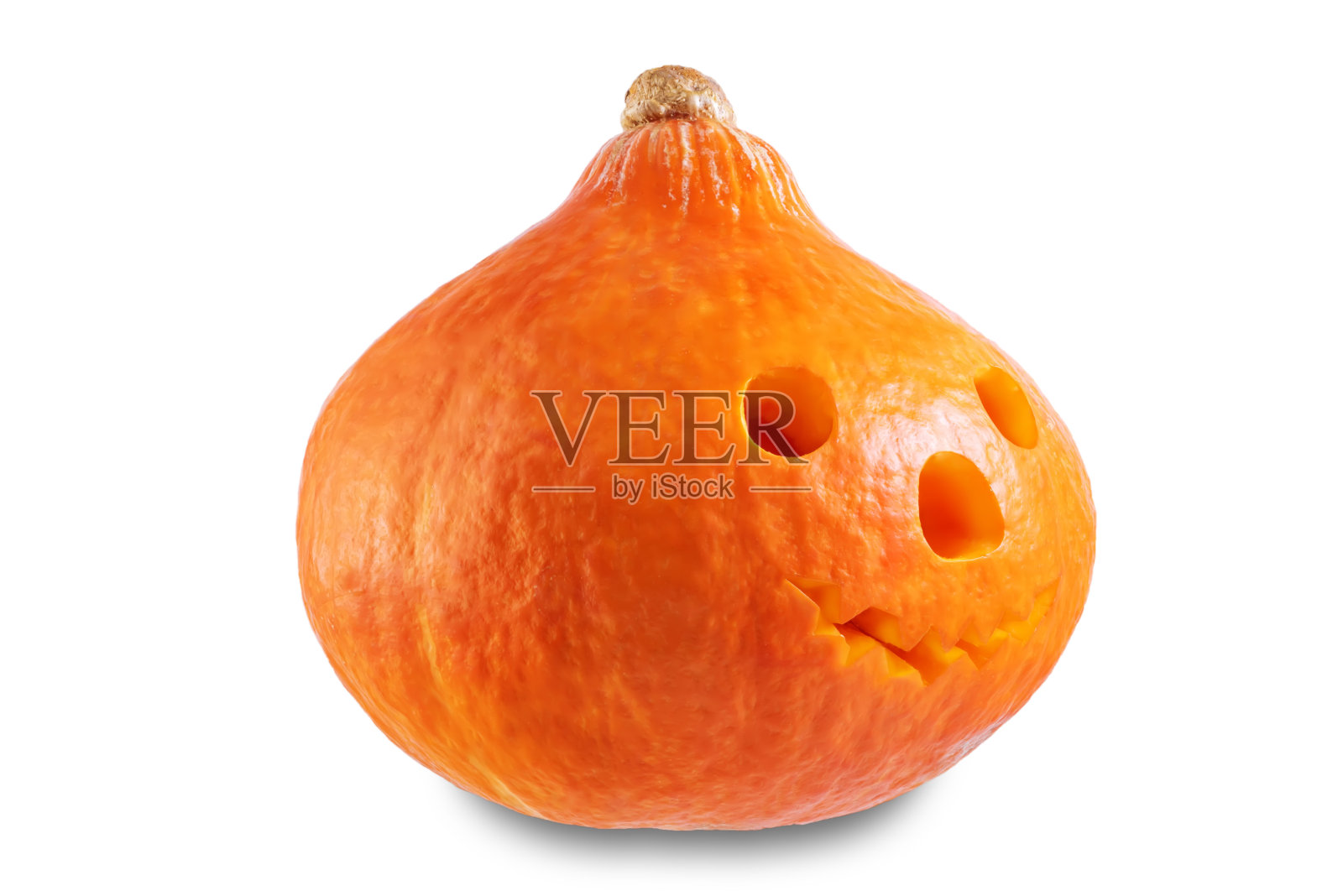 恐怖的橙色南瓜万圣节在一个白色孤立的背景照片摄影图片